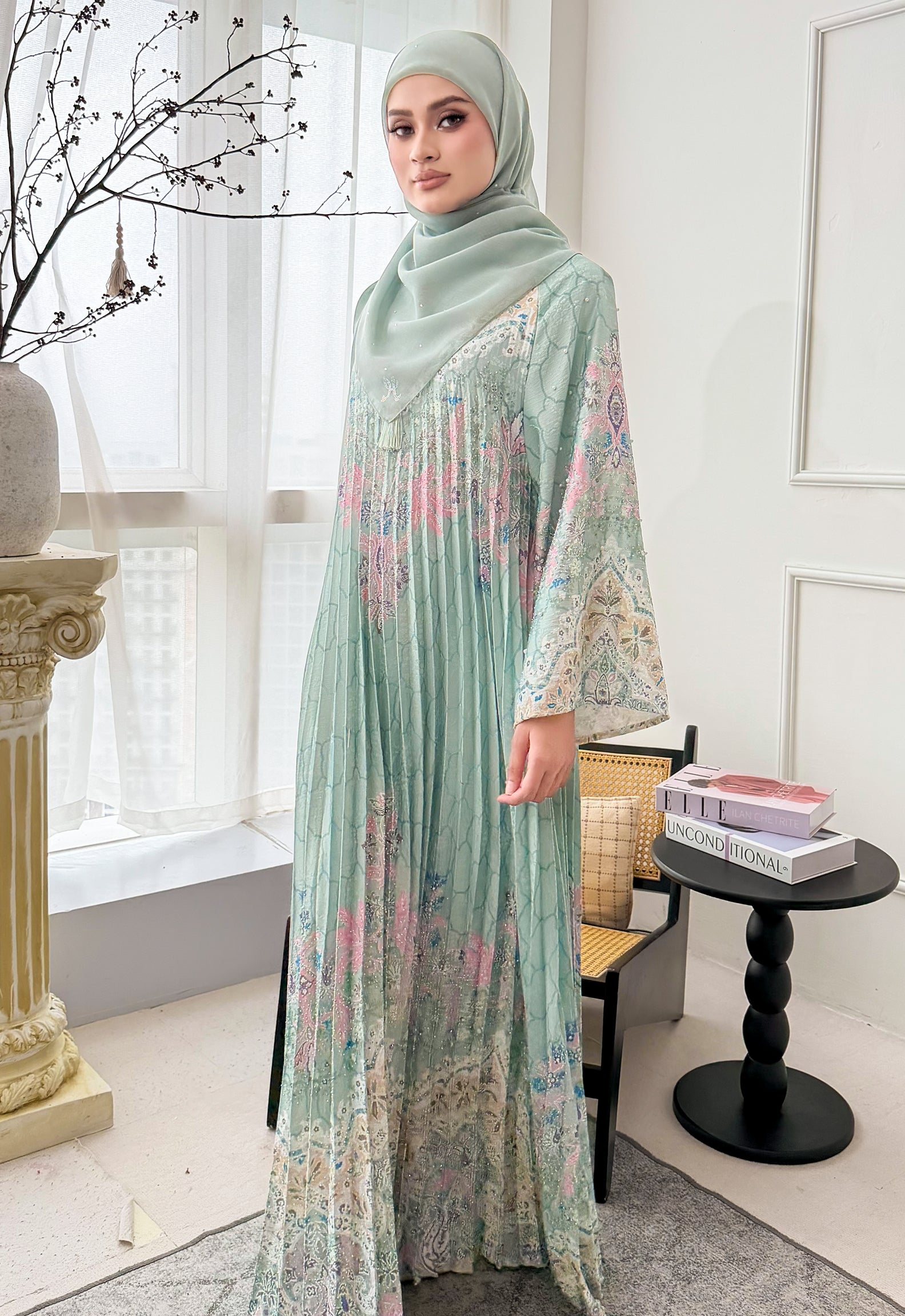 DANEEN JALABIYA PLEATED PRINTED - TIFFANY