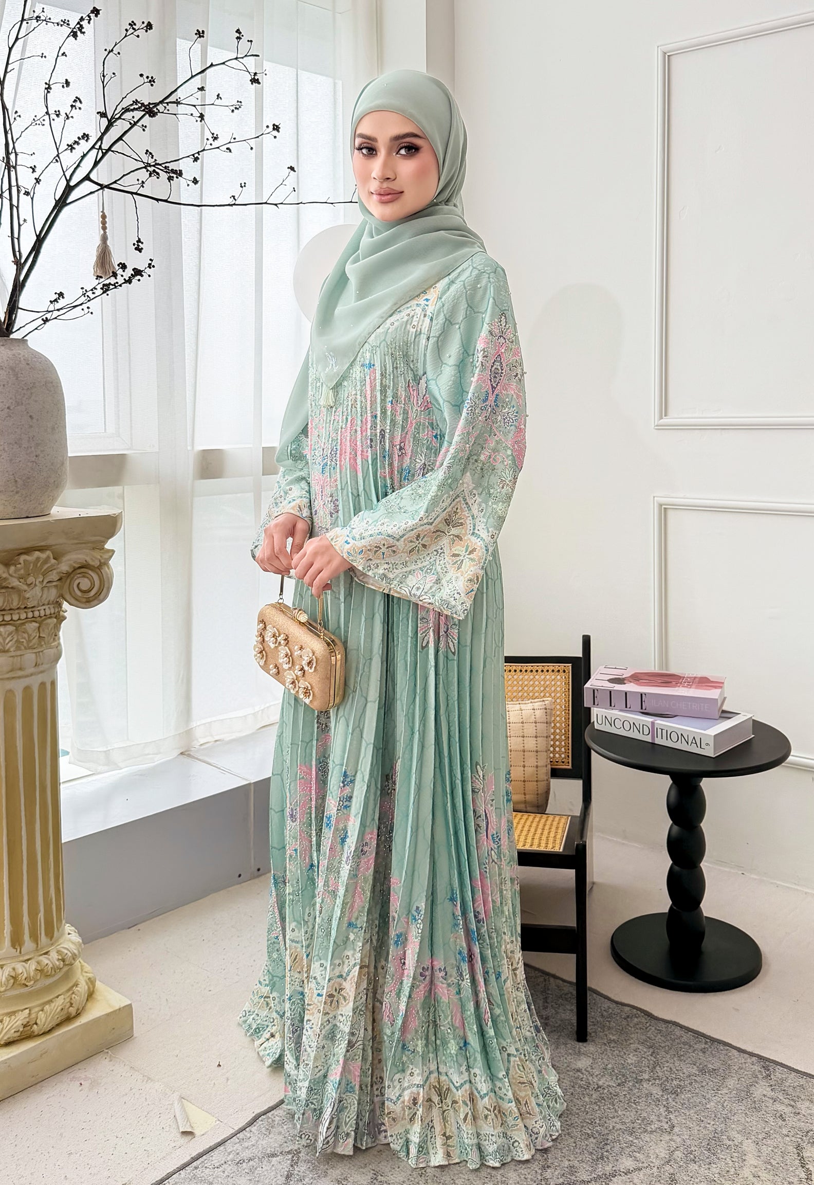 DANEEN JALABIYA PLEATED PRINTED - TIFFANY