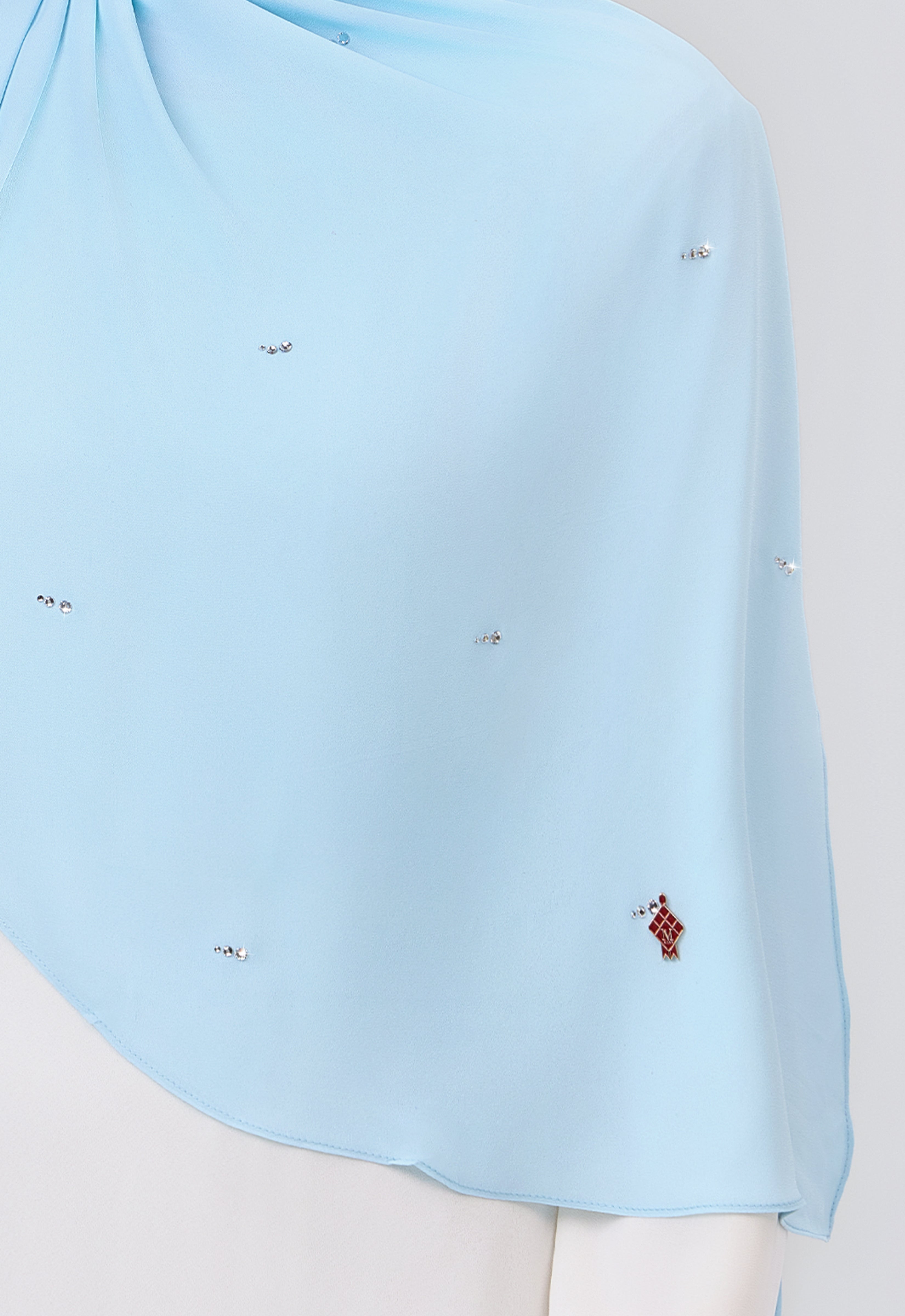 MINAZ HIJAB | SETULUS RAYA PLAIN STONE SHAWL - LIGHT BLUE