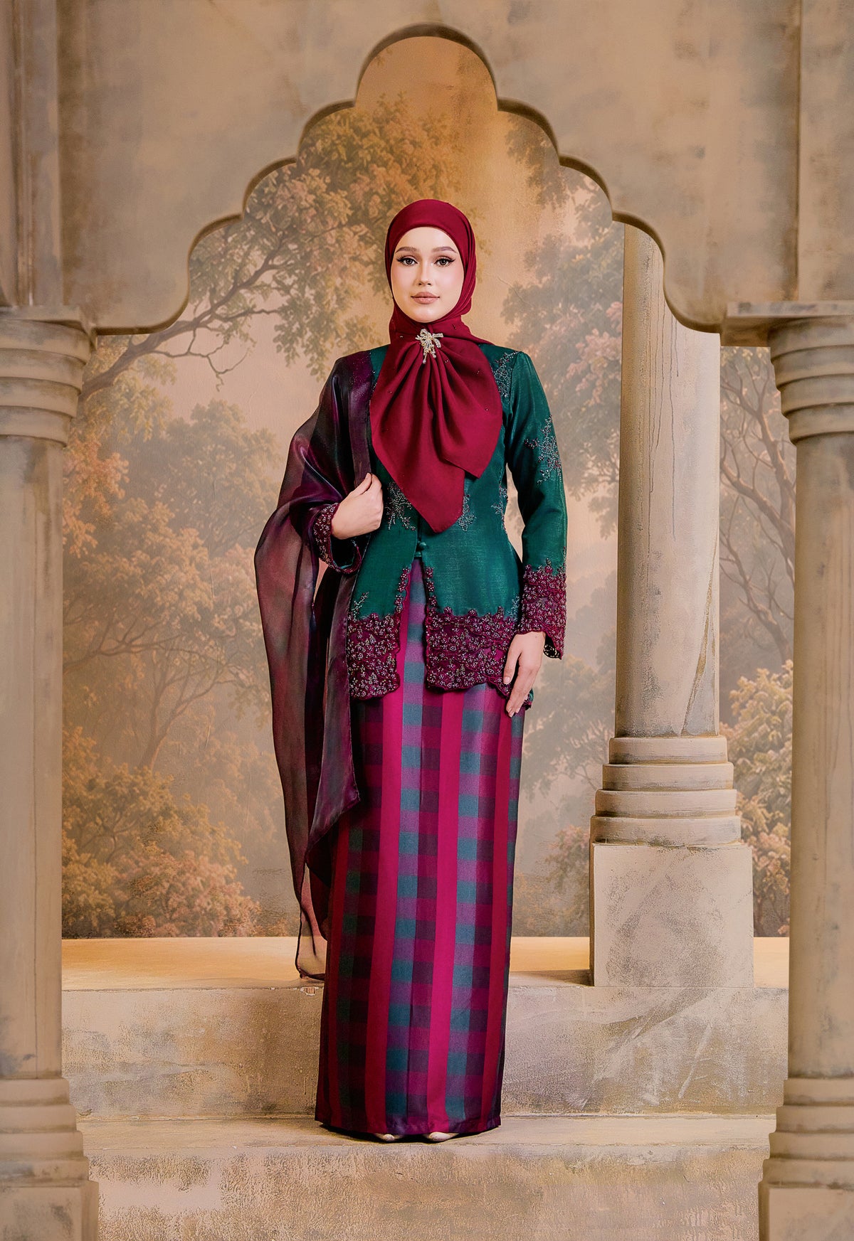 NILAM SERIES | NILAM LACEY KEBAYA - FOREST PLUM