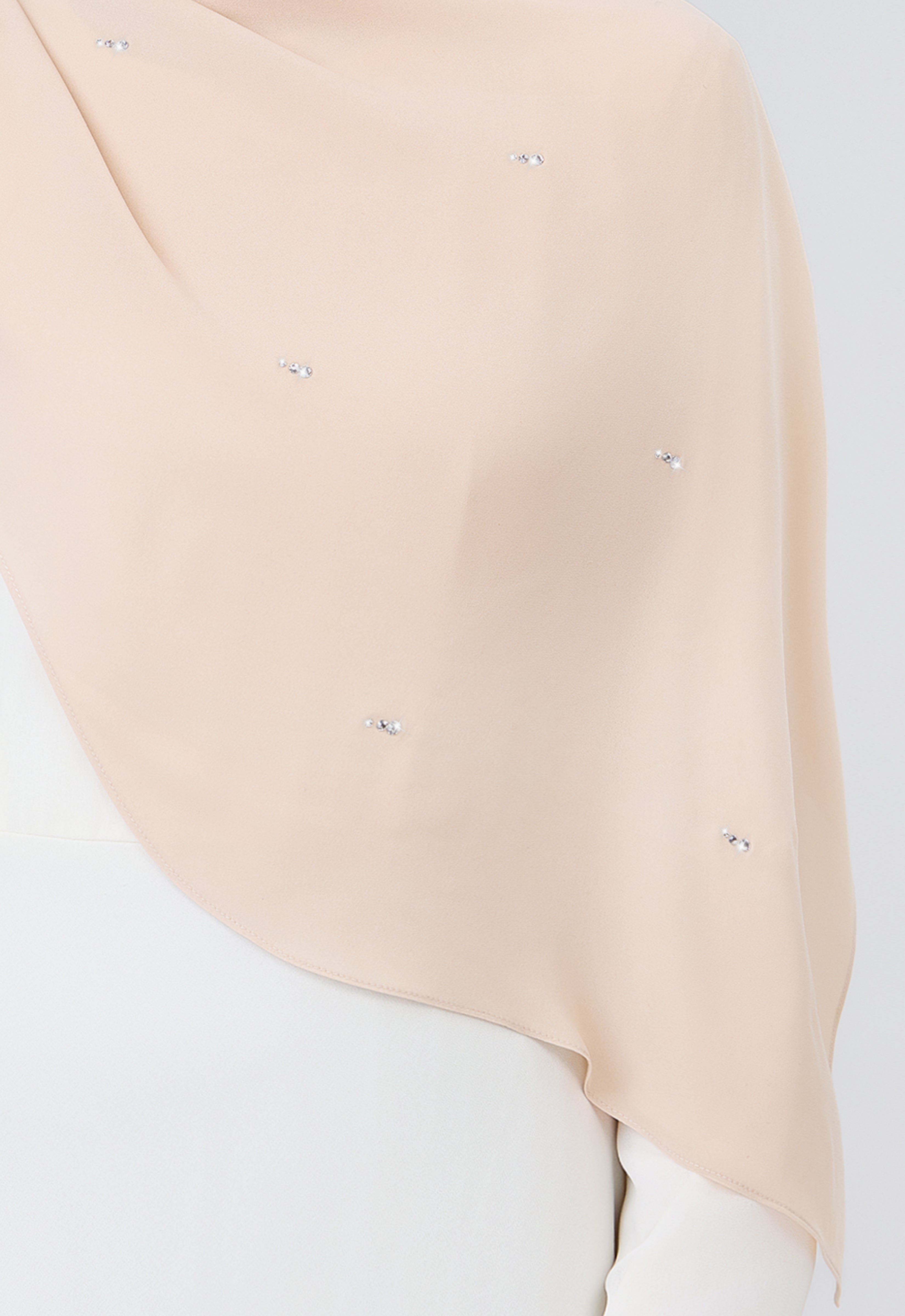 MINAZ HIJAB | SETULUS RAYA PLAIN STONE SHAWL - NUDE