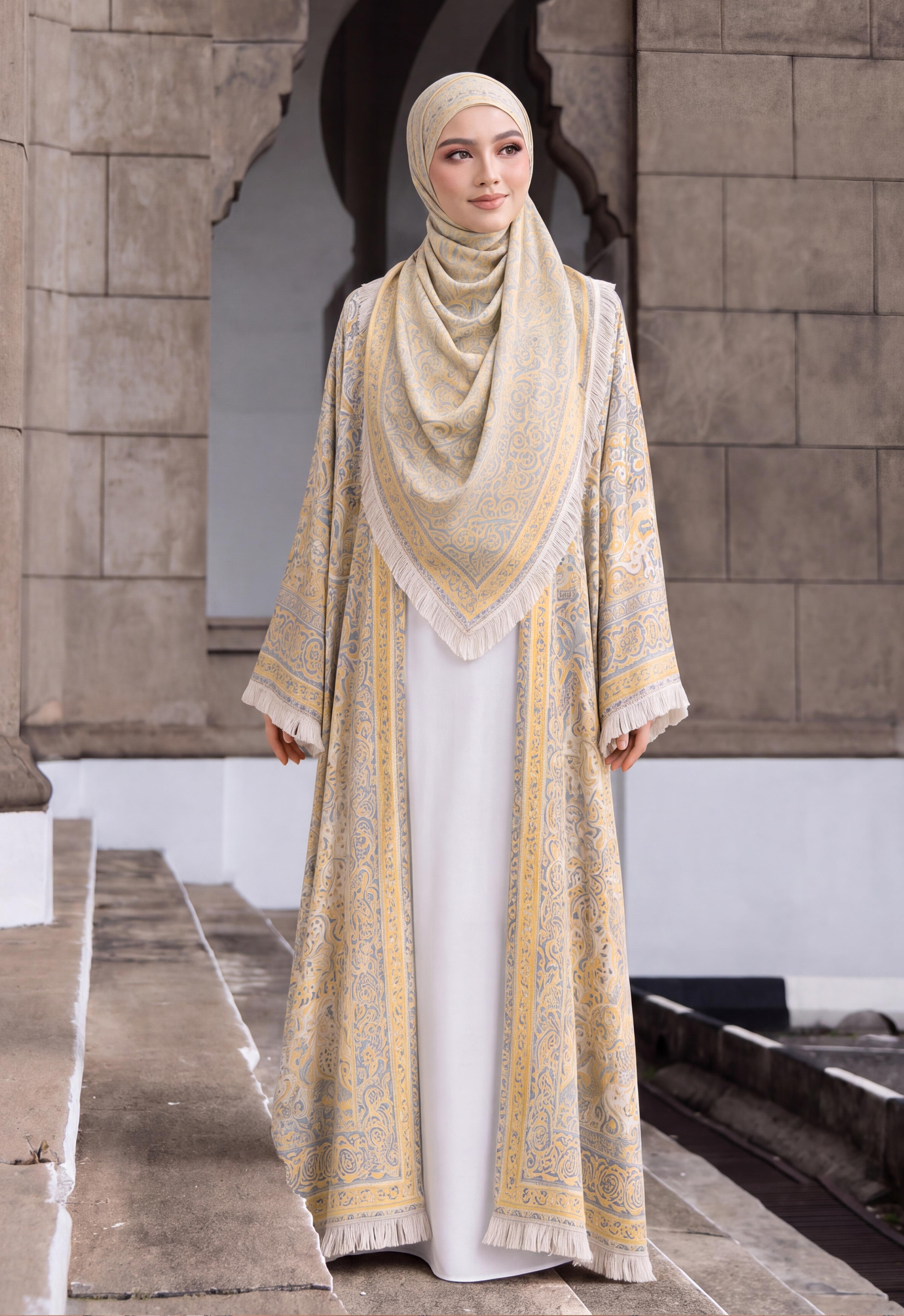 MINAZ JALABIYA | PASHMINA ABAYA - YELLOW
