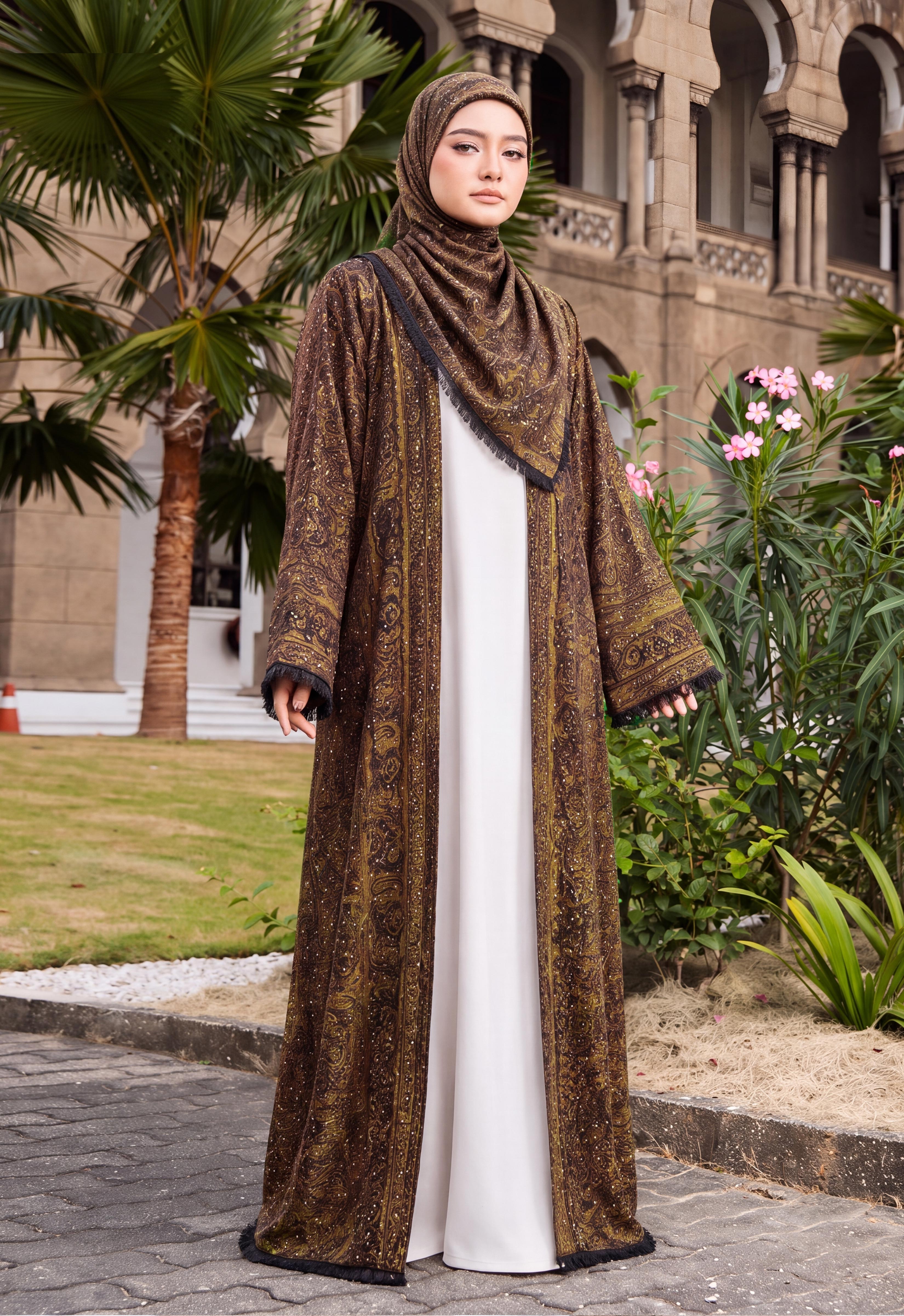 MINAZ JALABIYA | PASHMINA ABAYA - GOLD
