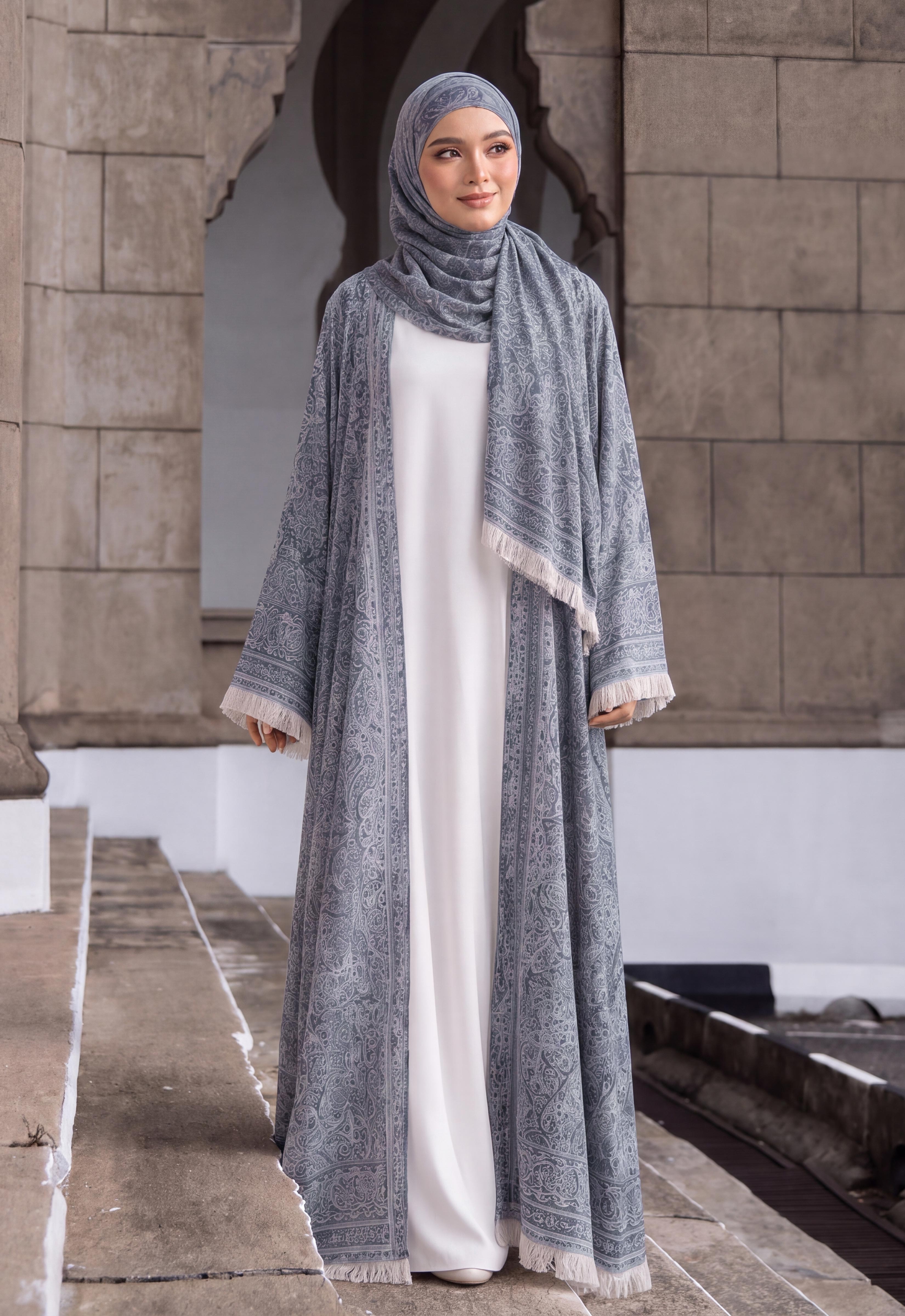 MINAZ JALABIYA | PASHMINA ABAYA -BLUE