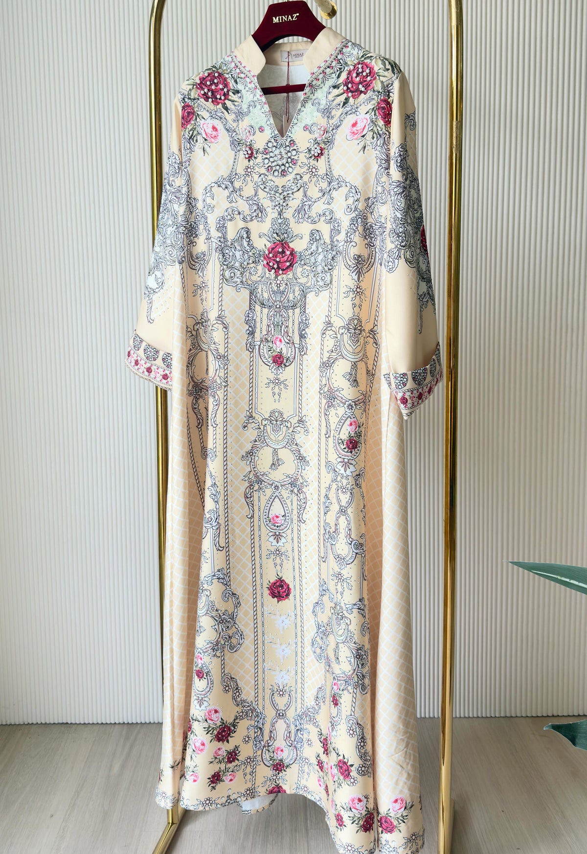 QAMRA PRINTED JALABIYA - YELLOW