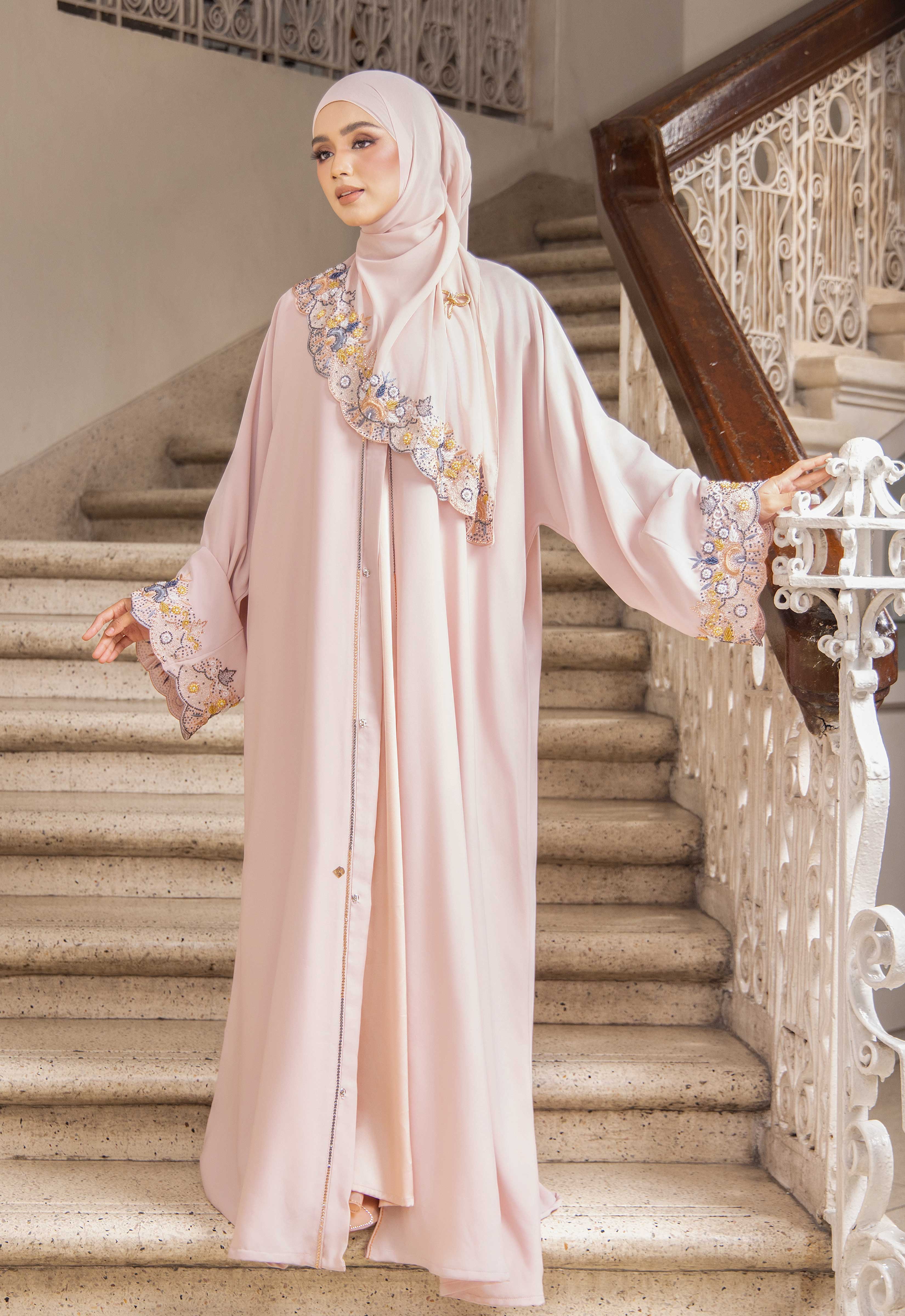 QASRINA PREMIUM ABAYA - PASTEL PINK