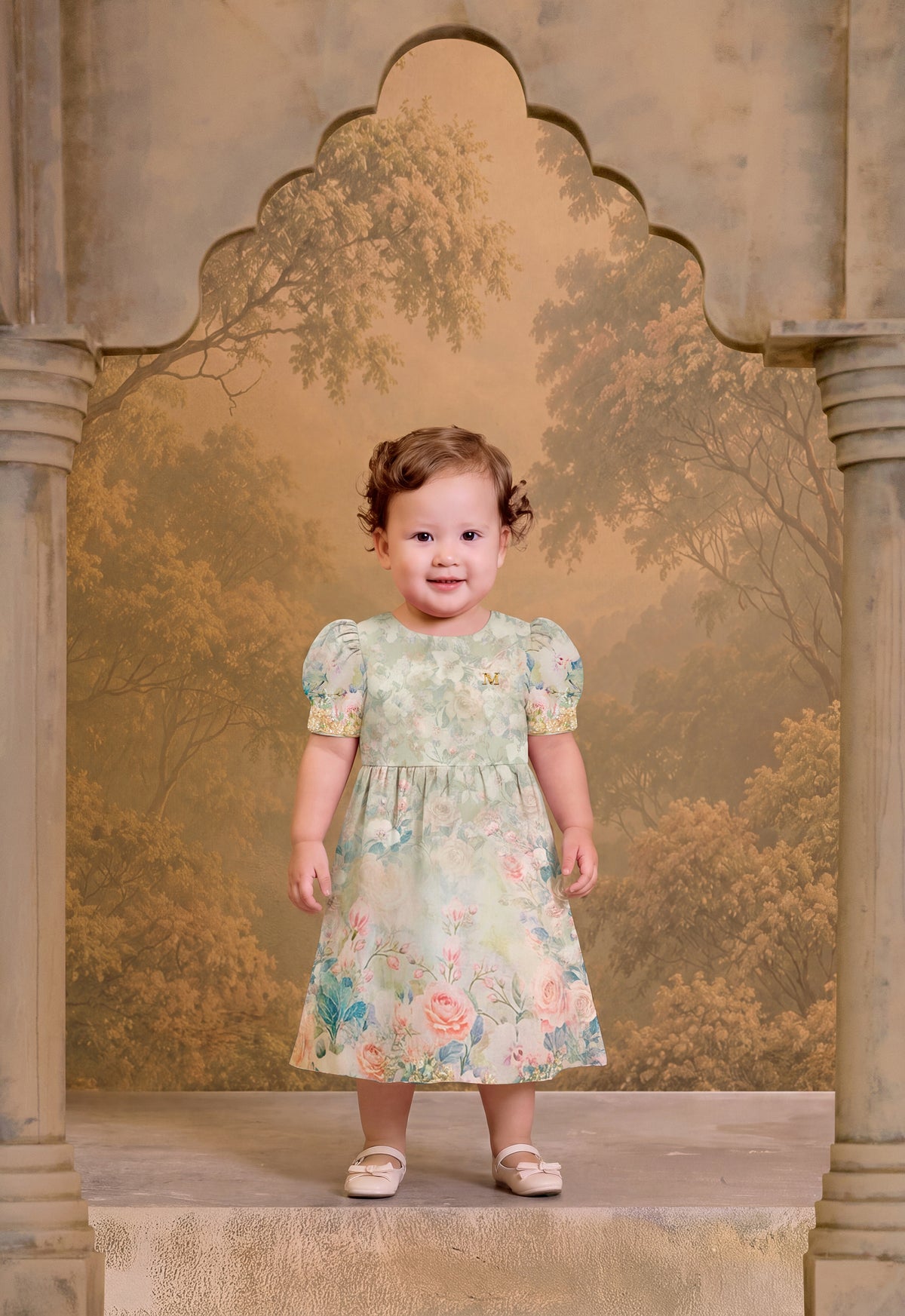 LUXE SERIES | ROSEY BABY DRESS - SAGE GREEN
