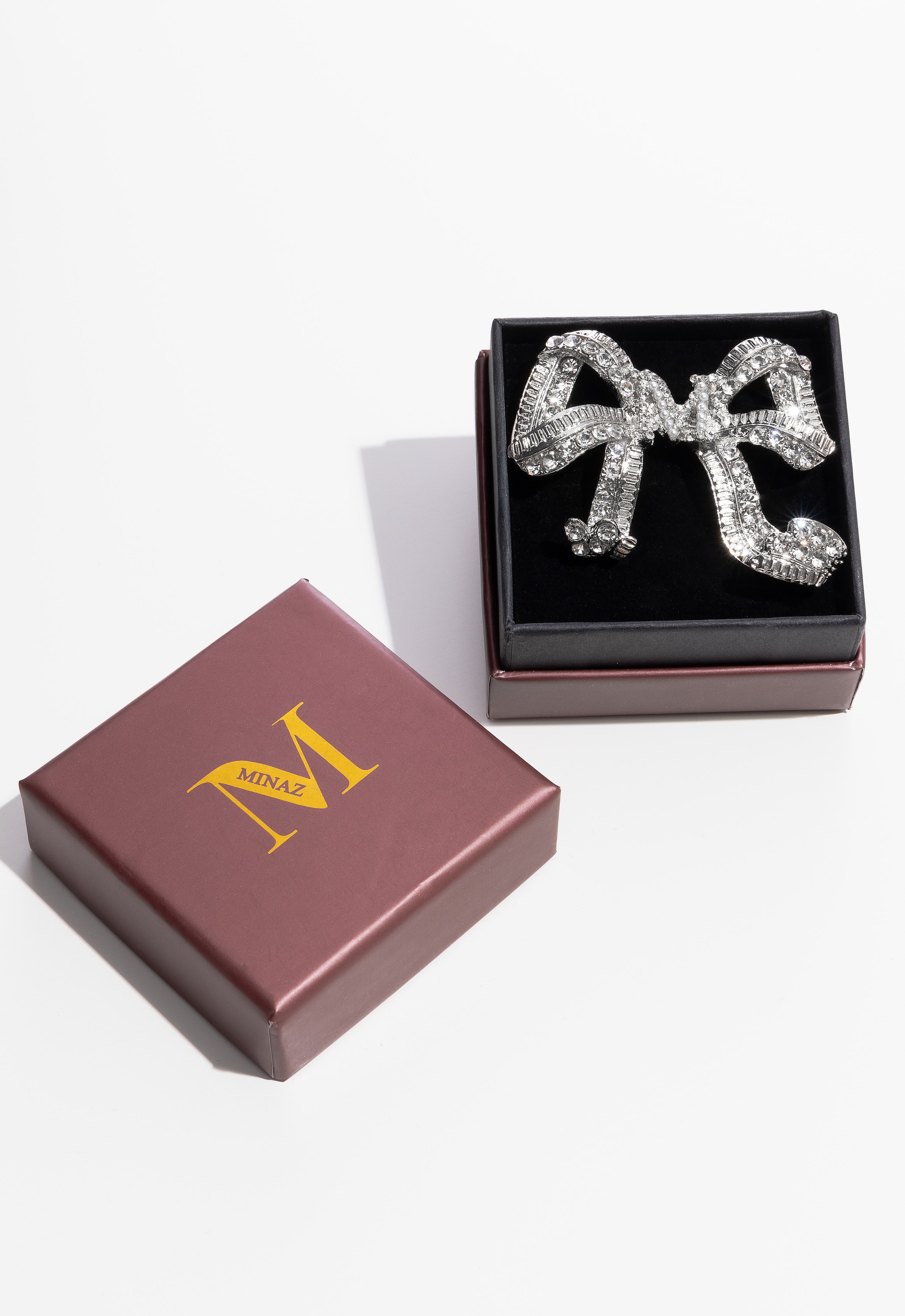 MINAZ HIJAB COQUETTE BROOCH - SILVER