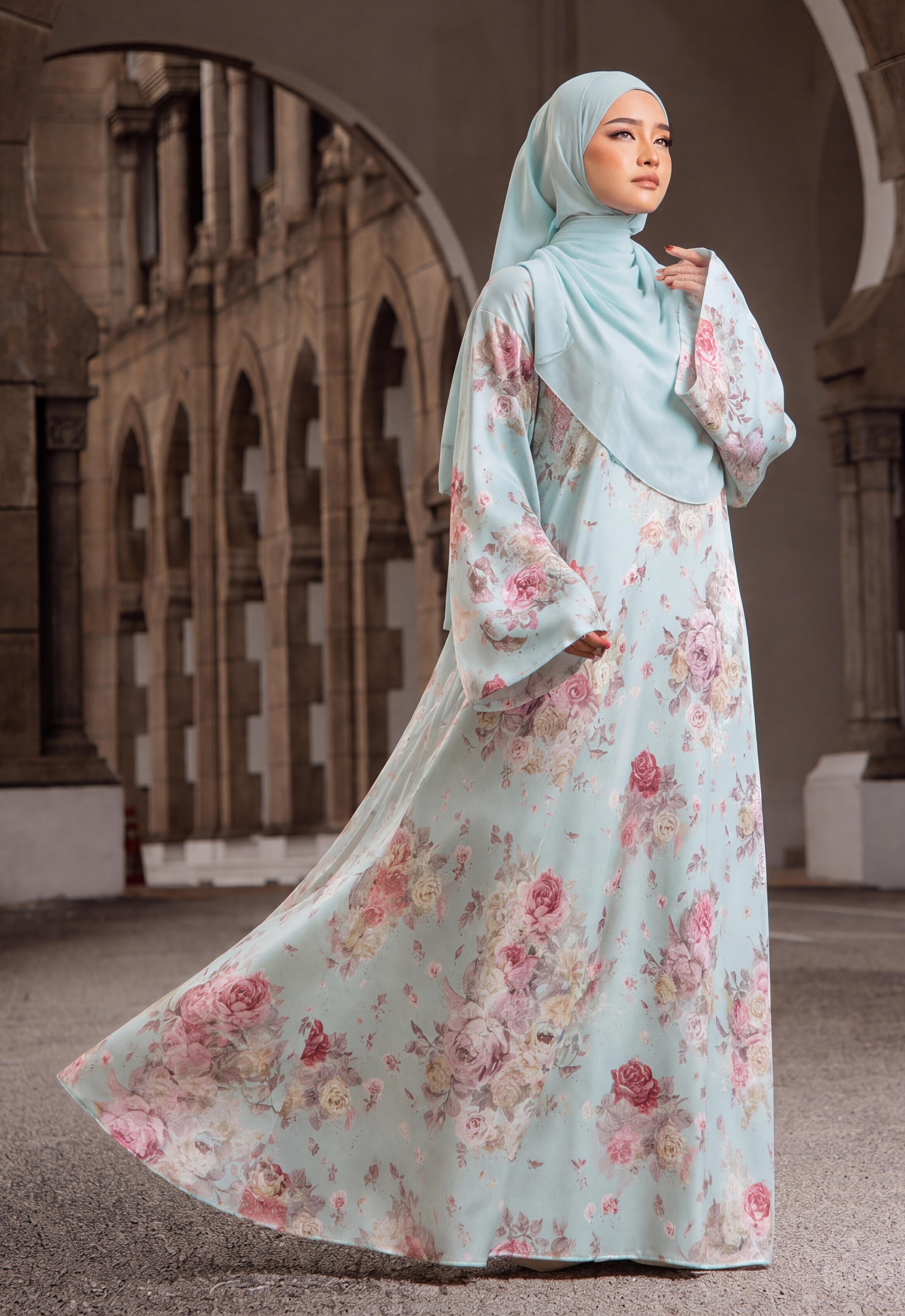 MINAZ JALABIYA | RUHI PRINTED JALABIYA - MINT GREEN