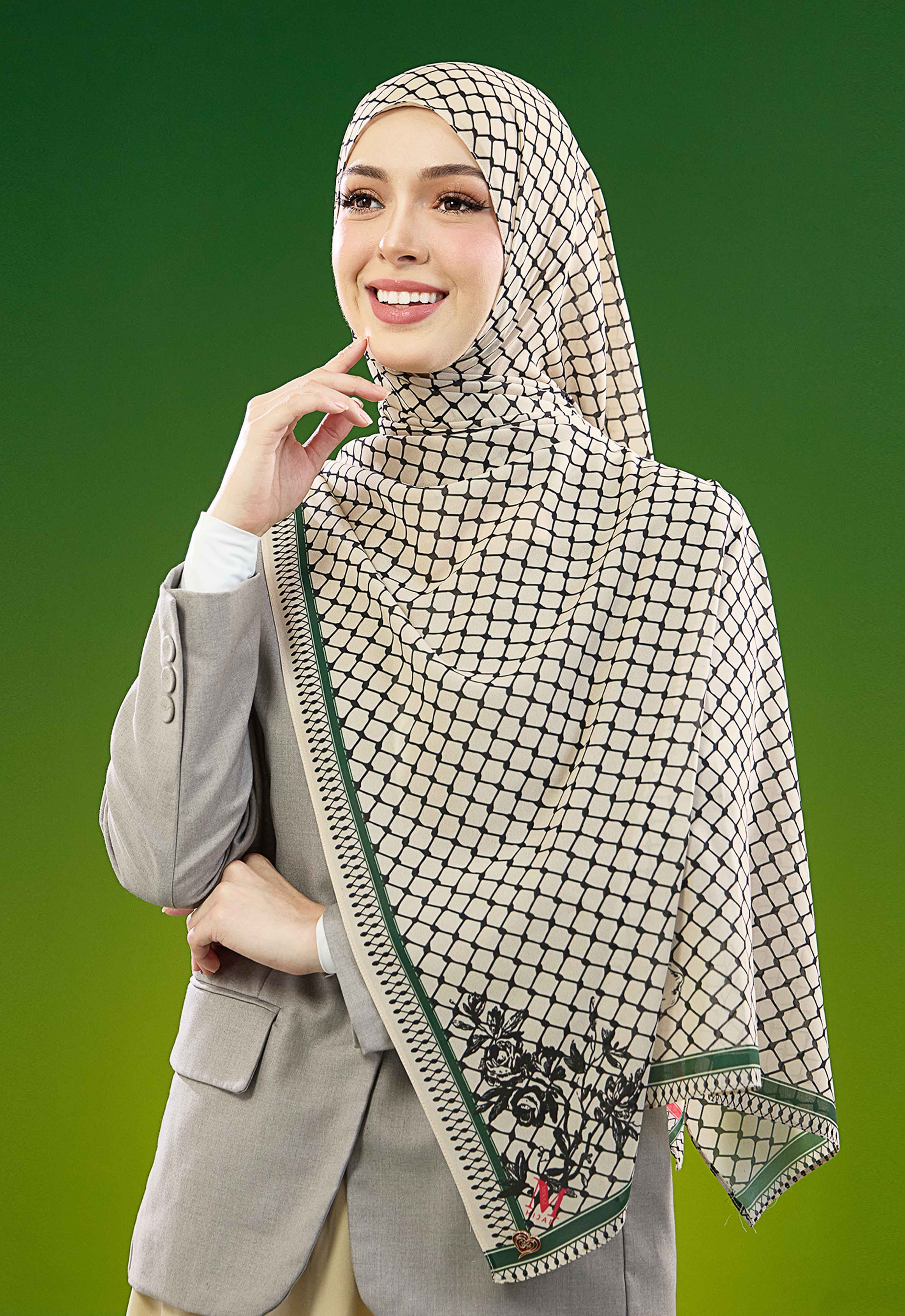 FREE PALESTINE SHAWL - KUFIYA CHAMPAGNE