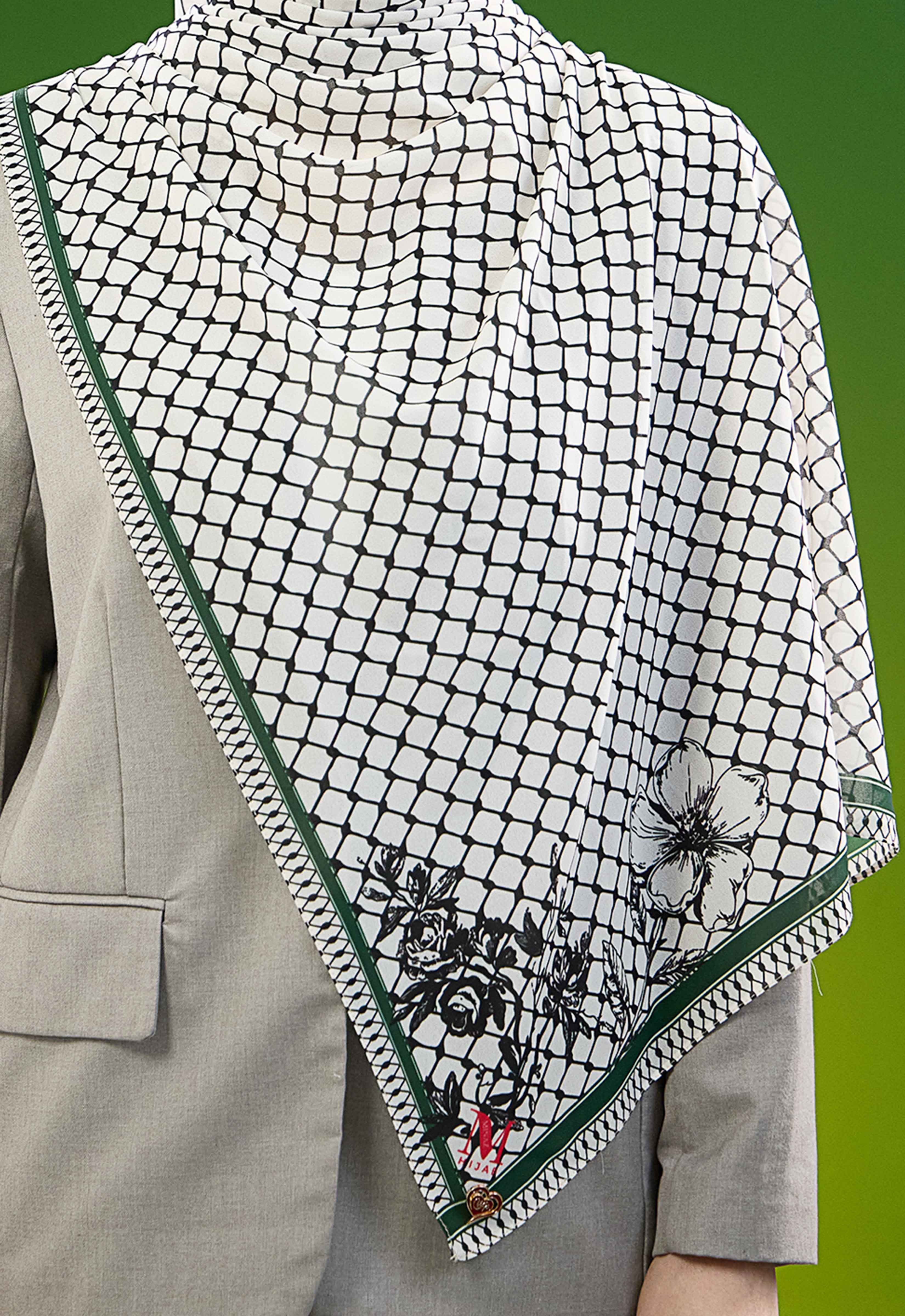FREE PALESTINE SHAWL - KUFIYA OFF WHITE
