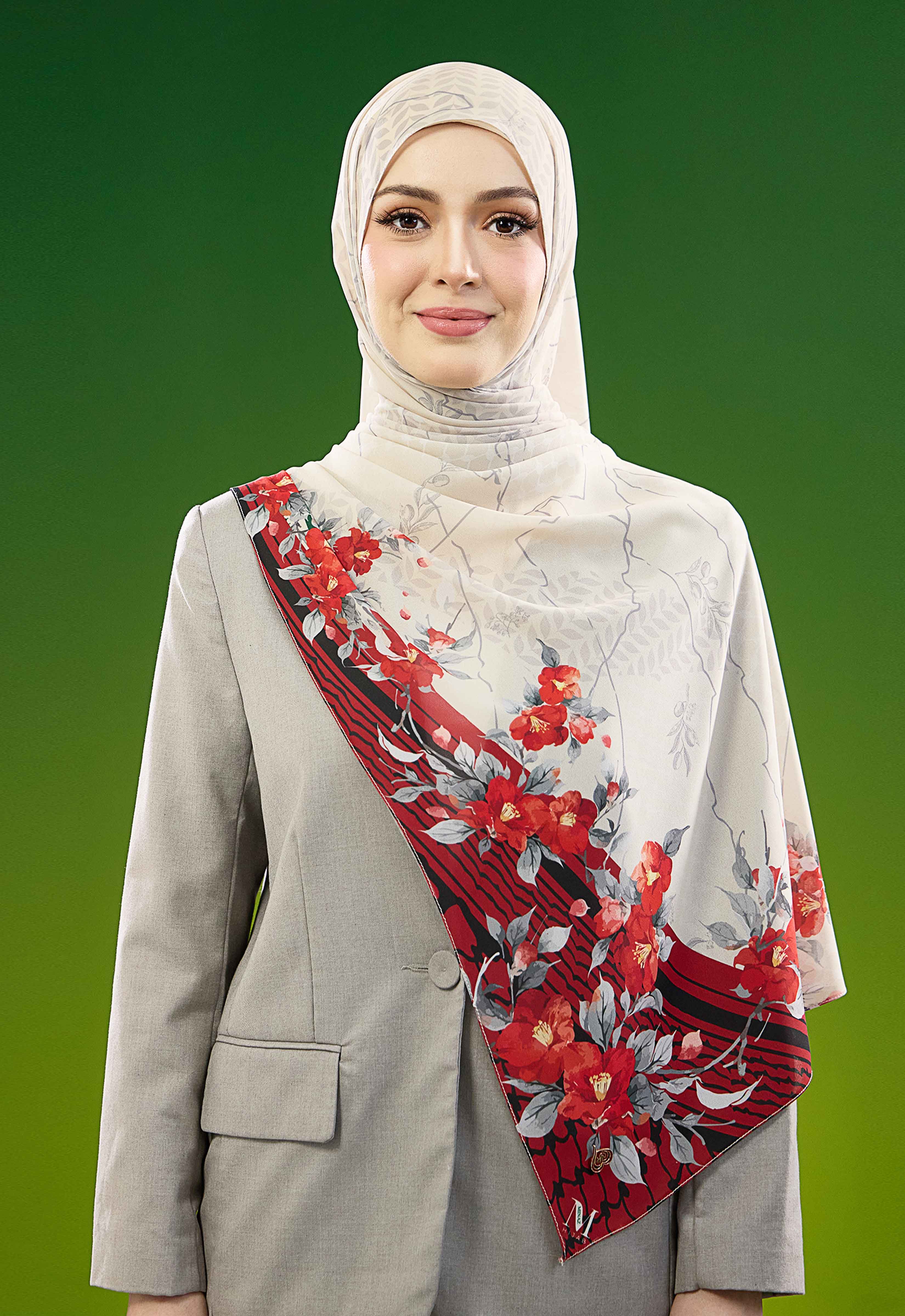 FREE PALESTINE SHAWL - PALESTINE BLOOM CHAMPAGNE