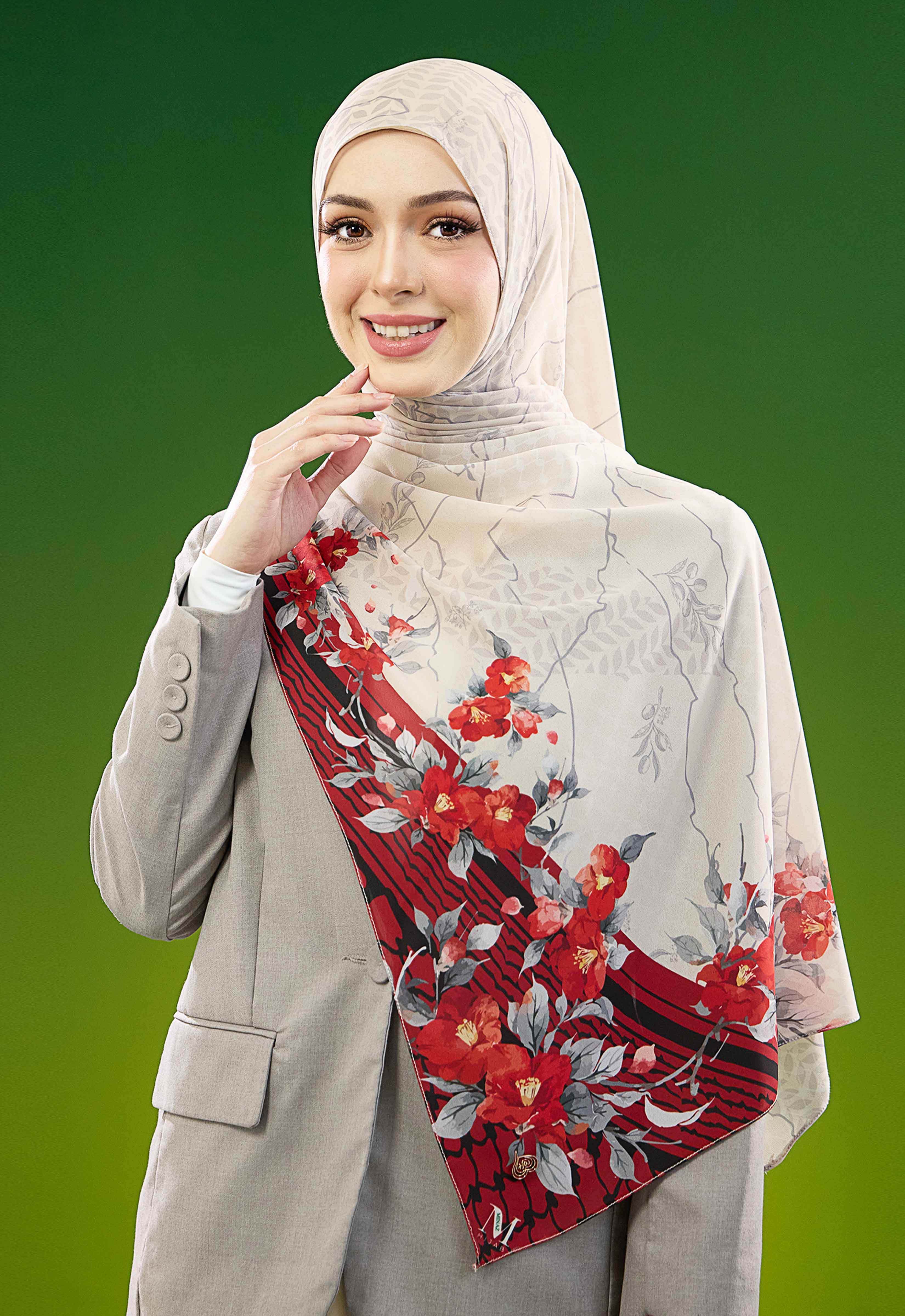 FREE PALESTINE SHAWL - PALESTINE BLOOM CHAMPAGNE