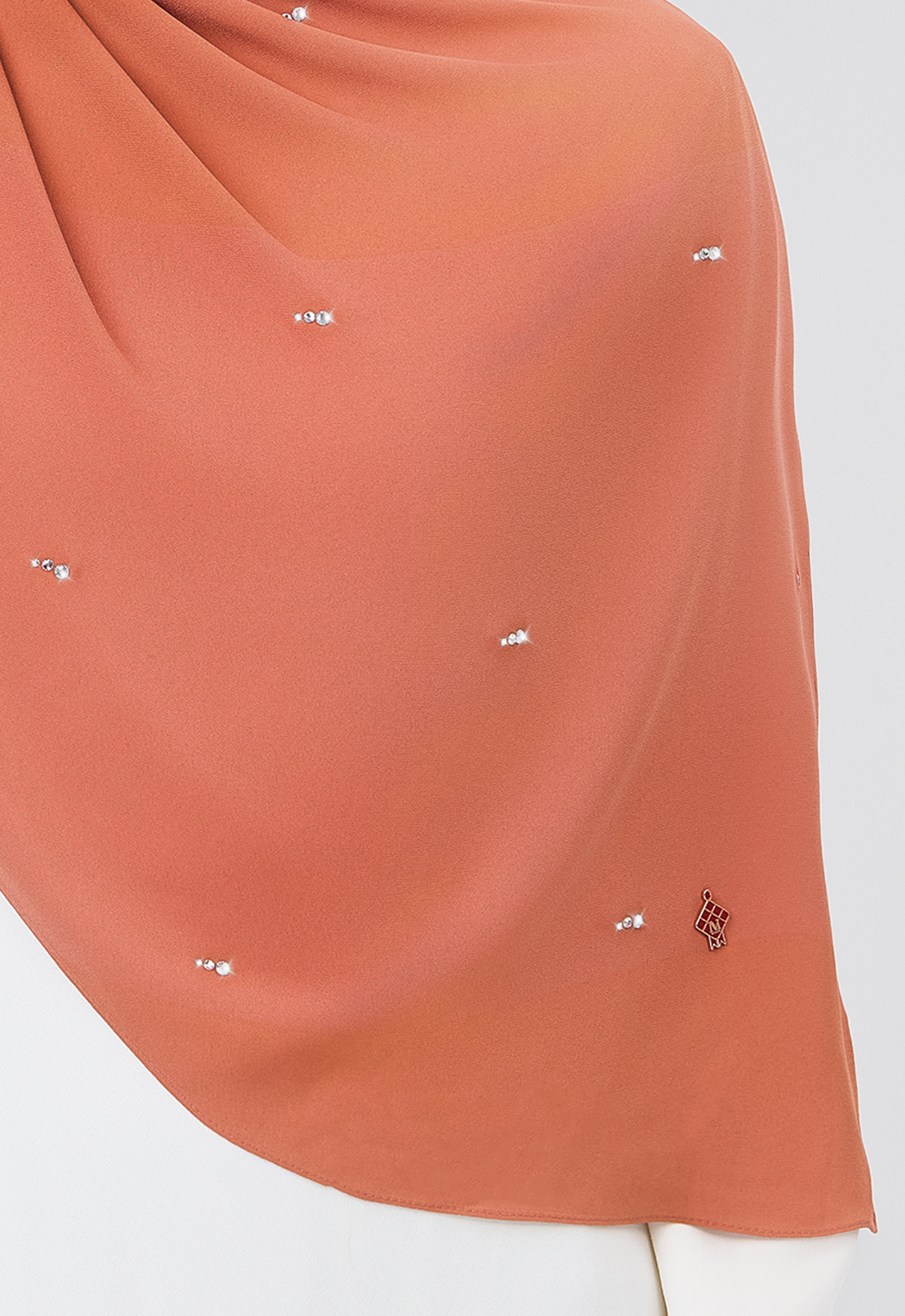 MINAZ HIJAB | SETULUS RAYA PLAIN STONE SHAWL - TERRACOTTA