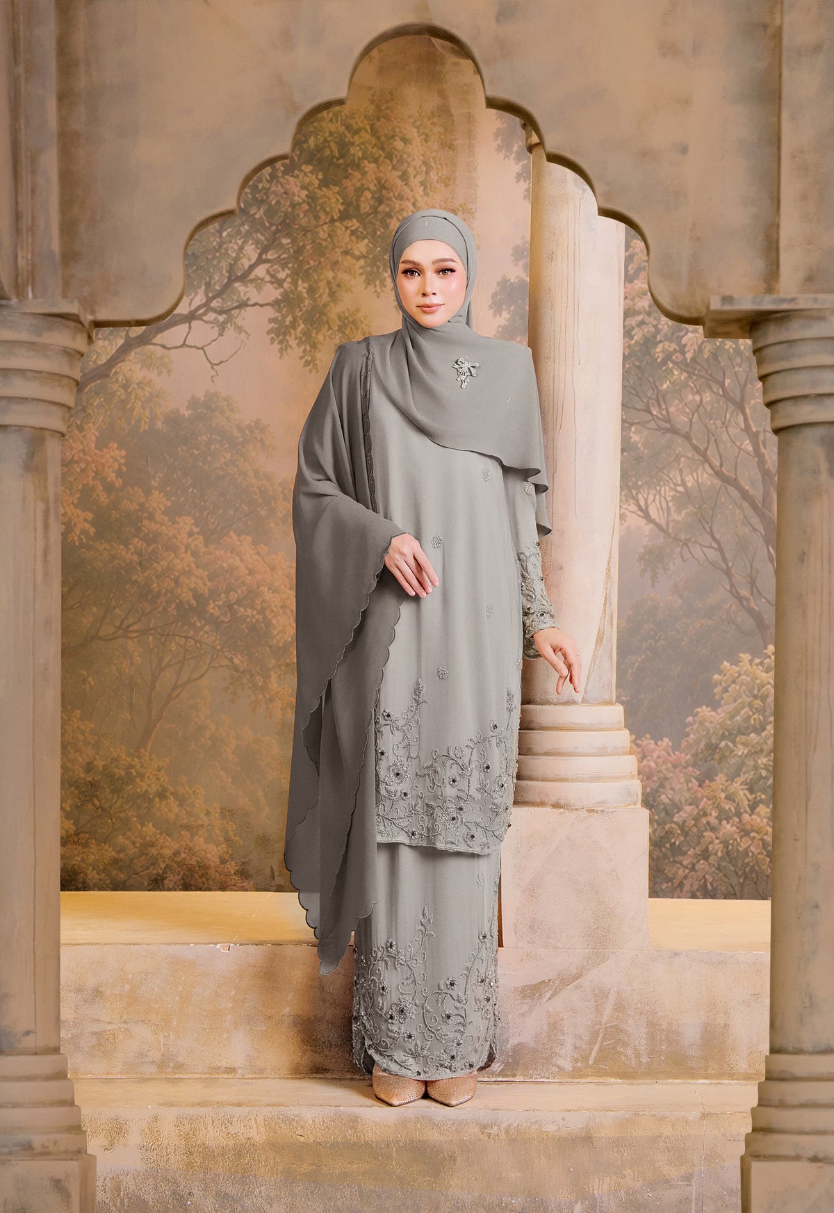 SUPER LUXE SERIES |THALIA KURUNG LABUH - NUDE GREY