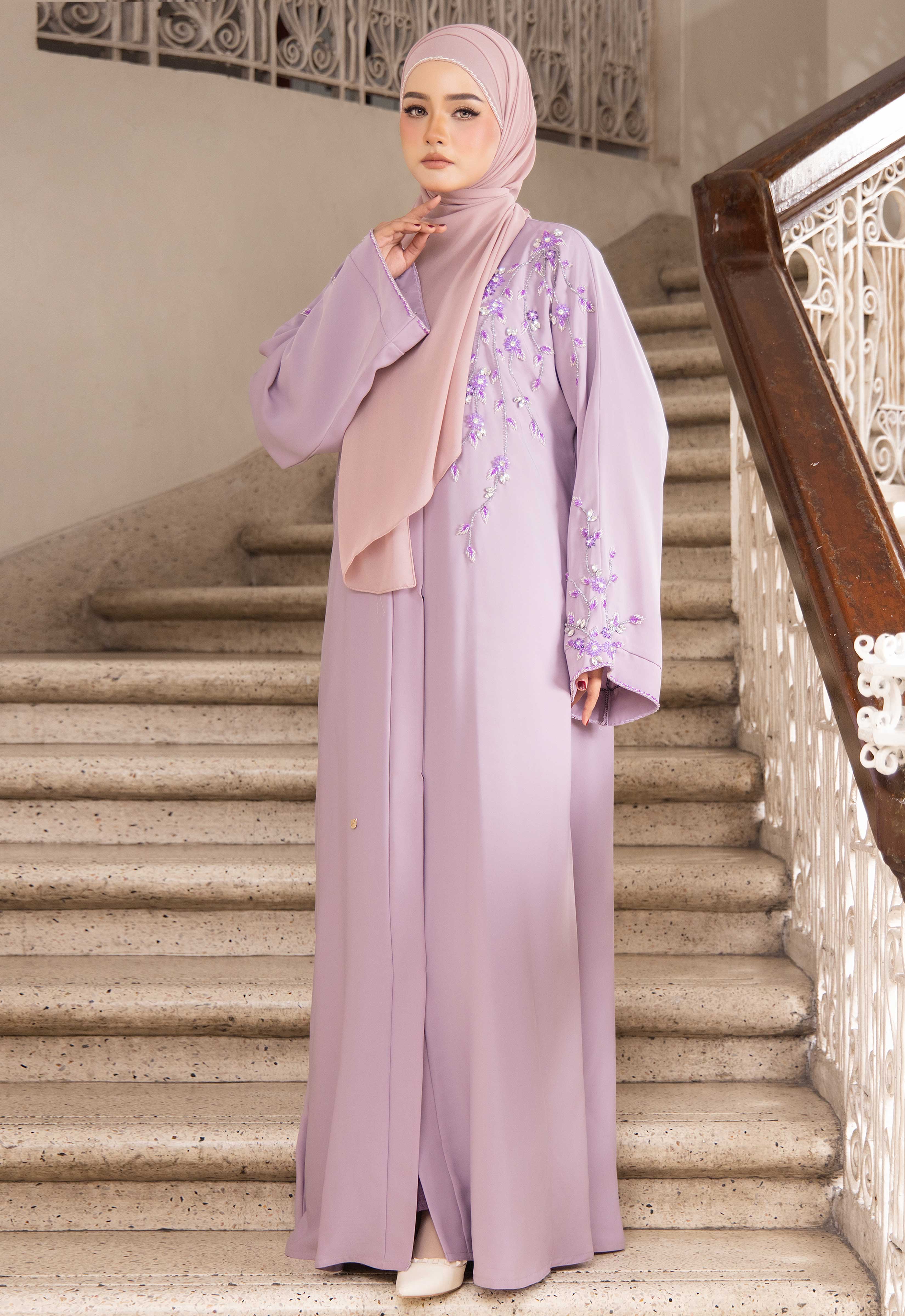TASNEEM LUXE ABAYA - PASTEL PURPLE