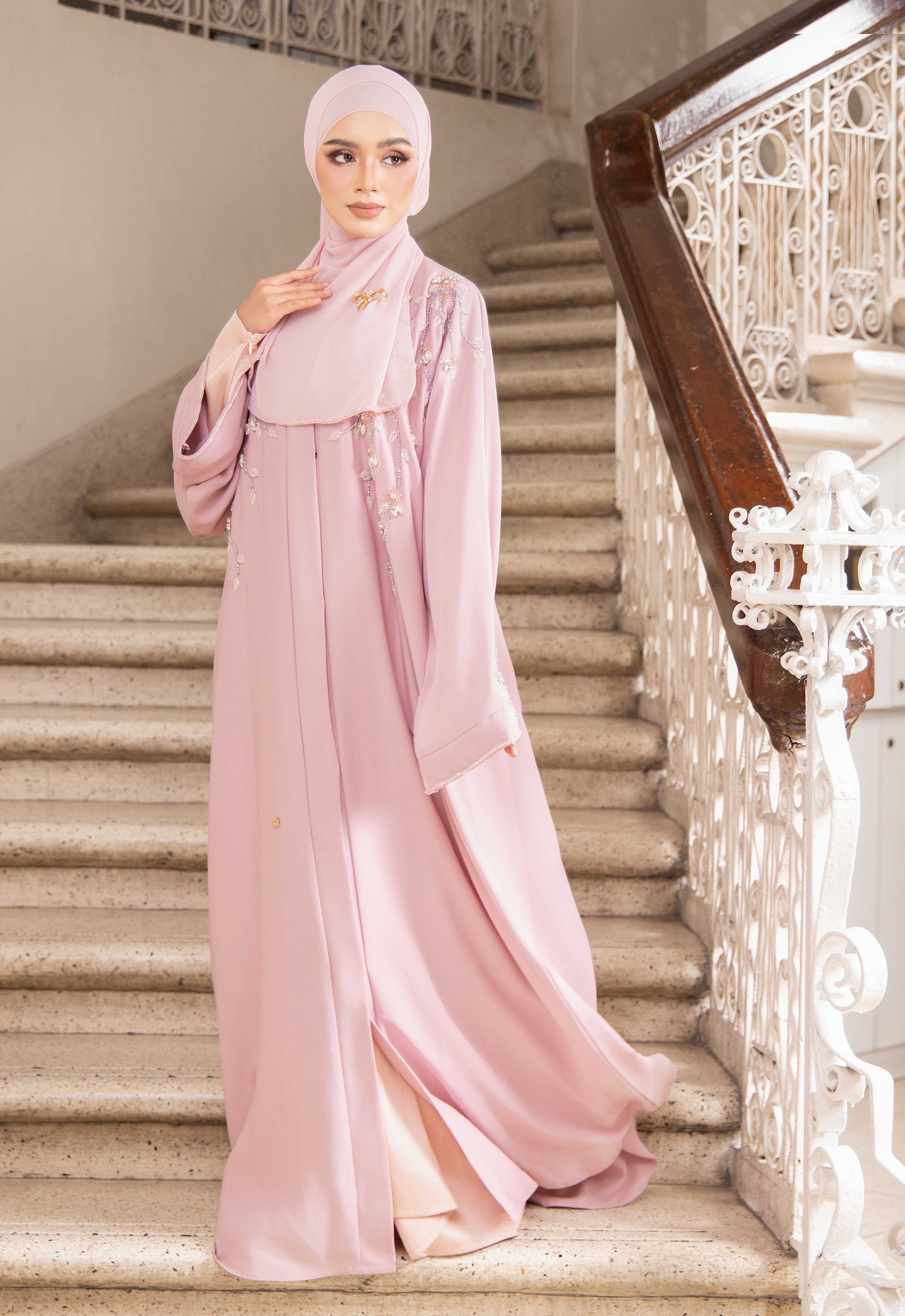 TASNEEM LUXE ABAYA - PINK
