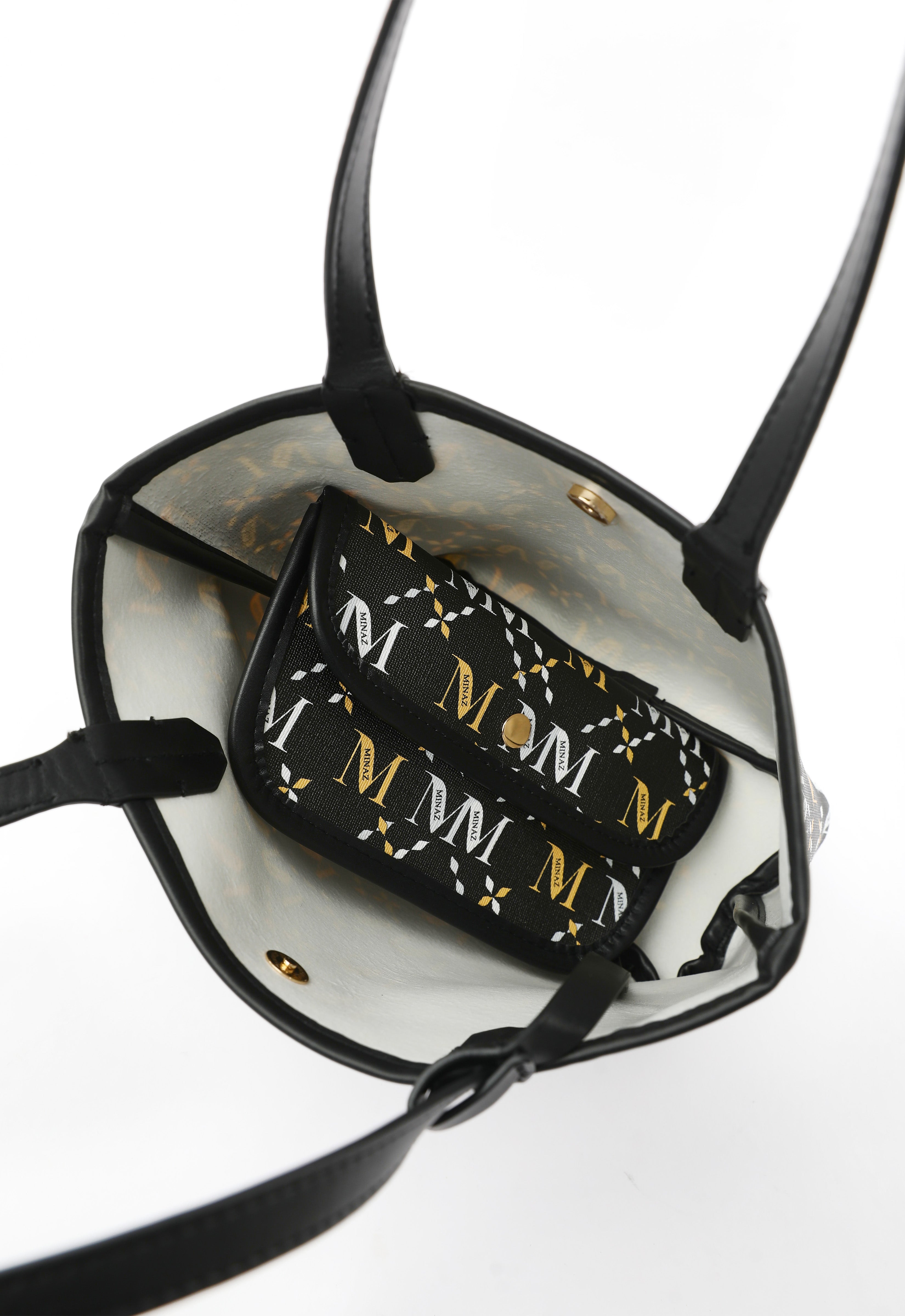 ARYA MONOGRAM TOTE BAG - BLACK