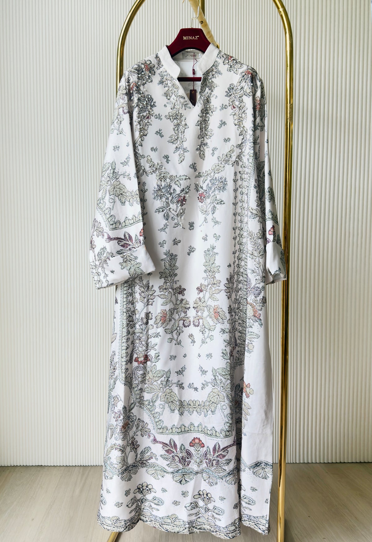 ARISHA PRINTED JALABIYA - BEIGE