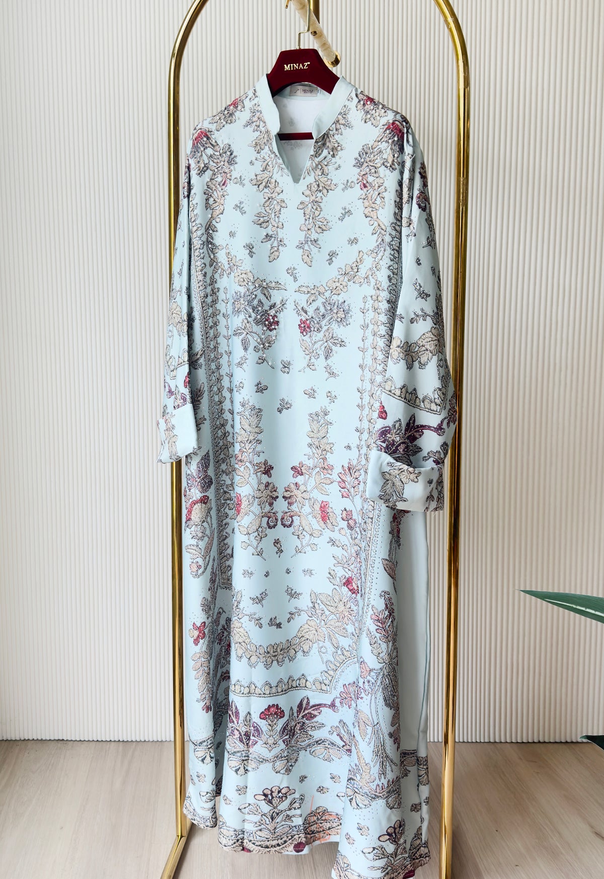 ARISHA PRINTED JALABIYA - MINT GREEN