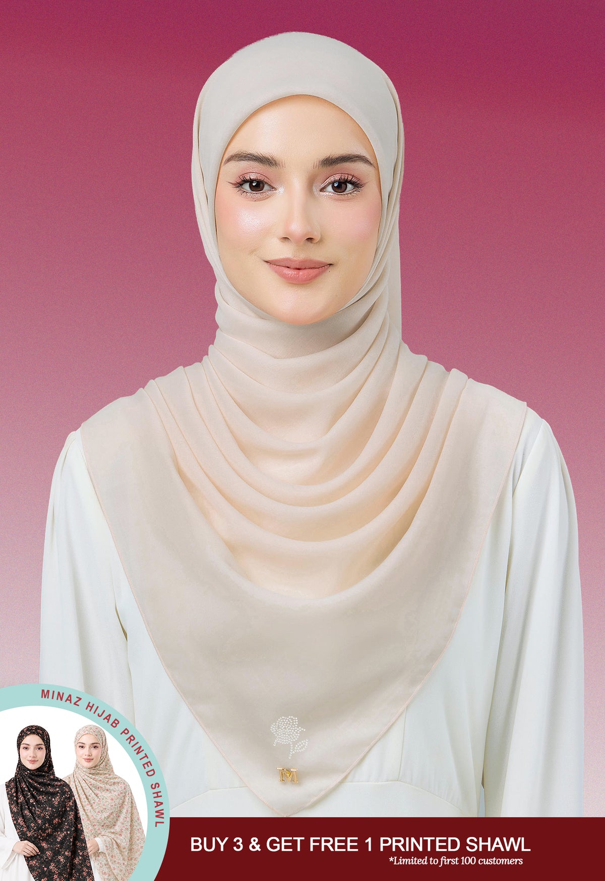 MINAZ HIJAB | PLAIN BASIC ROSEY - NUDE