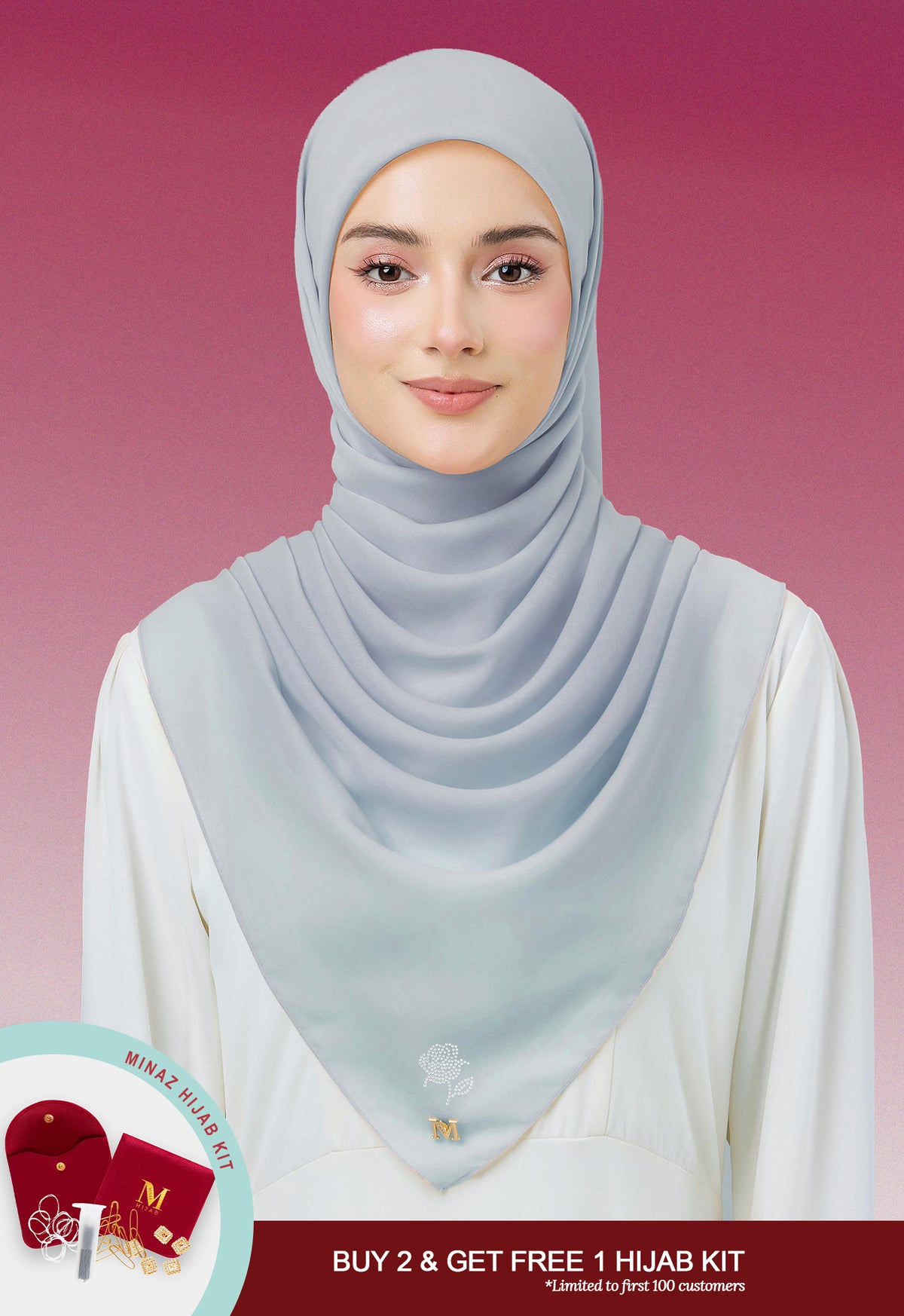 MINAZ HIJAB - PLAIN BASIC ROSEY - POWDER BLUE