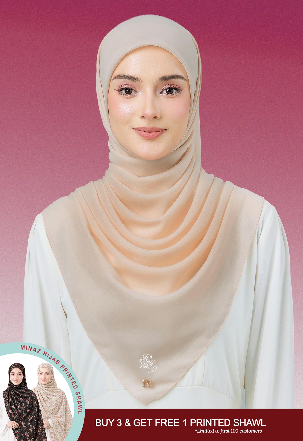 MINAZ HIJAB | PLAIN BASIC ROSEY - SAND