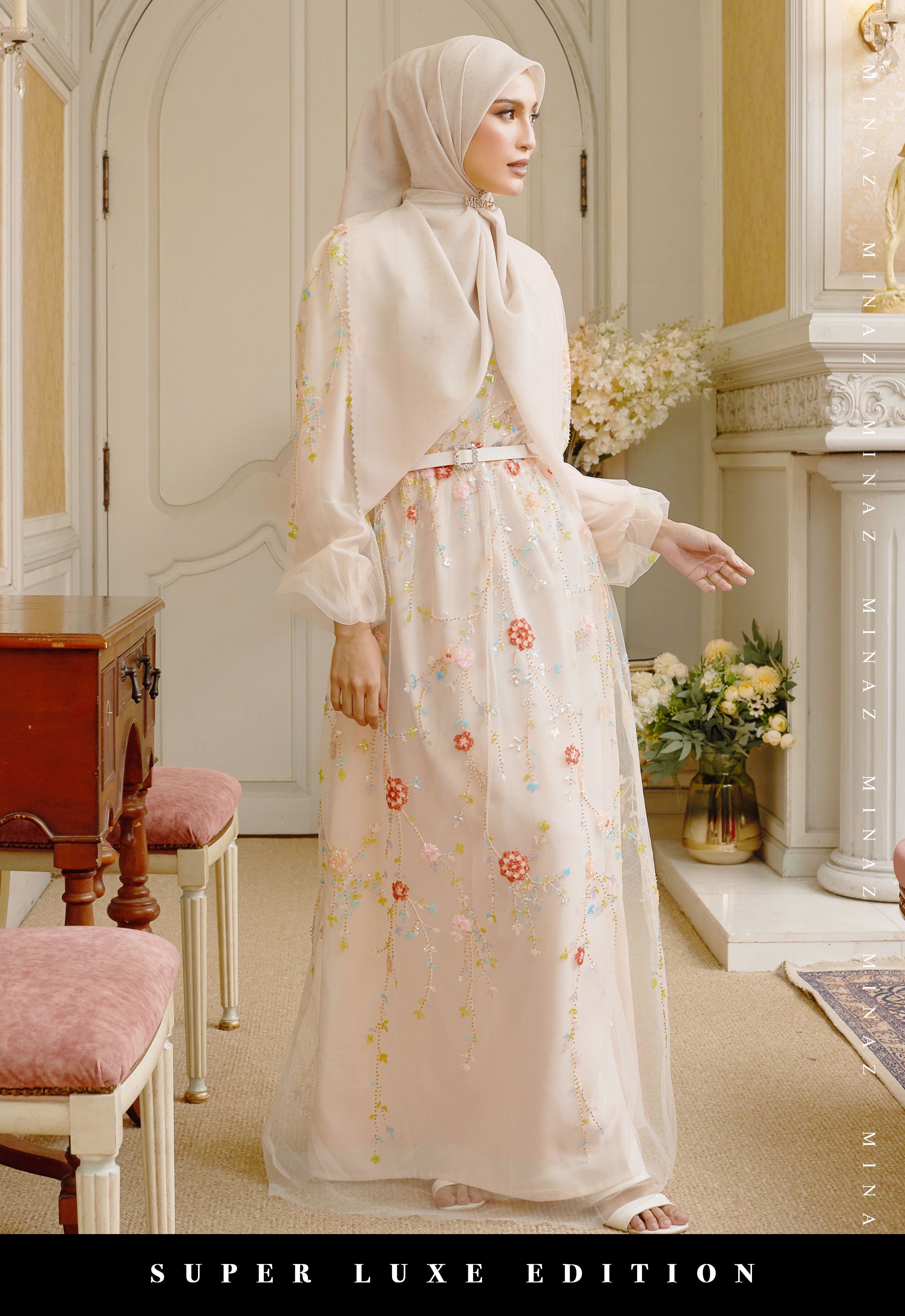 GAUN MAWAR SUPER LUXE - PUTIH UMBUT (AS-IS)