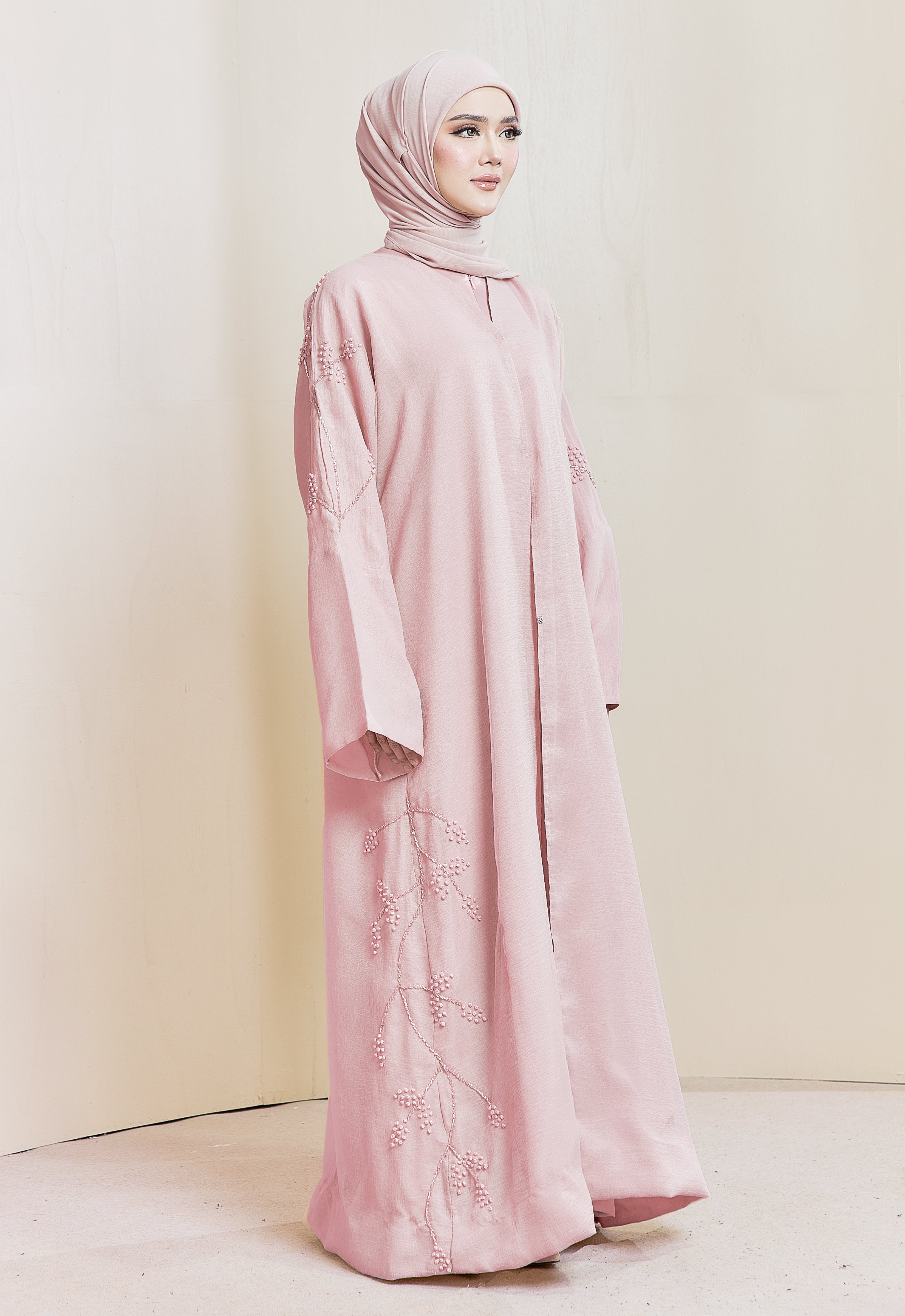 KHALEEDAH LUXE ABAYA - DUSTY PINK