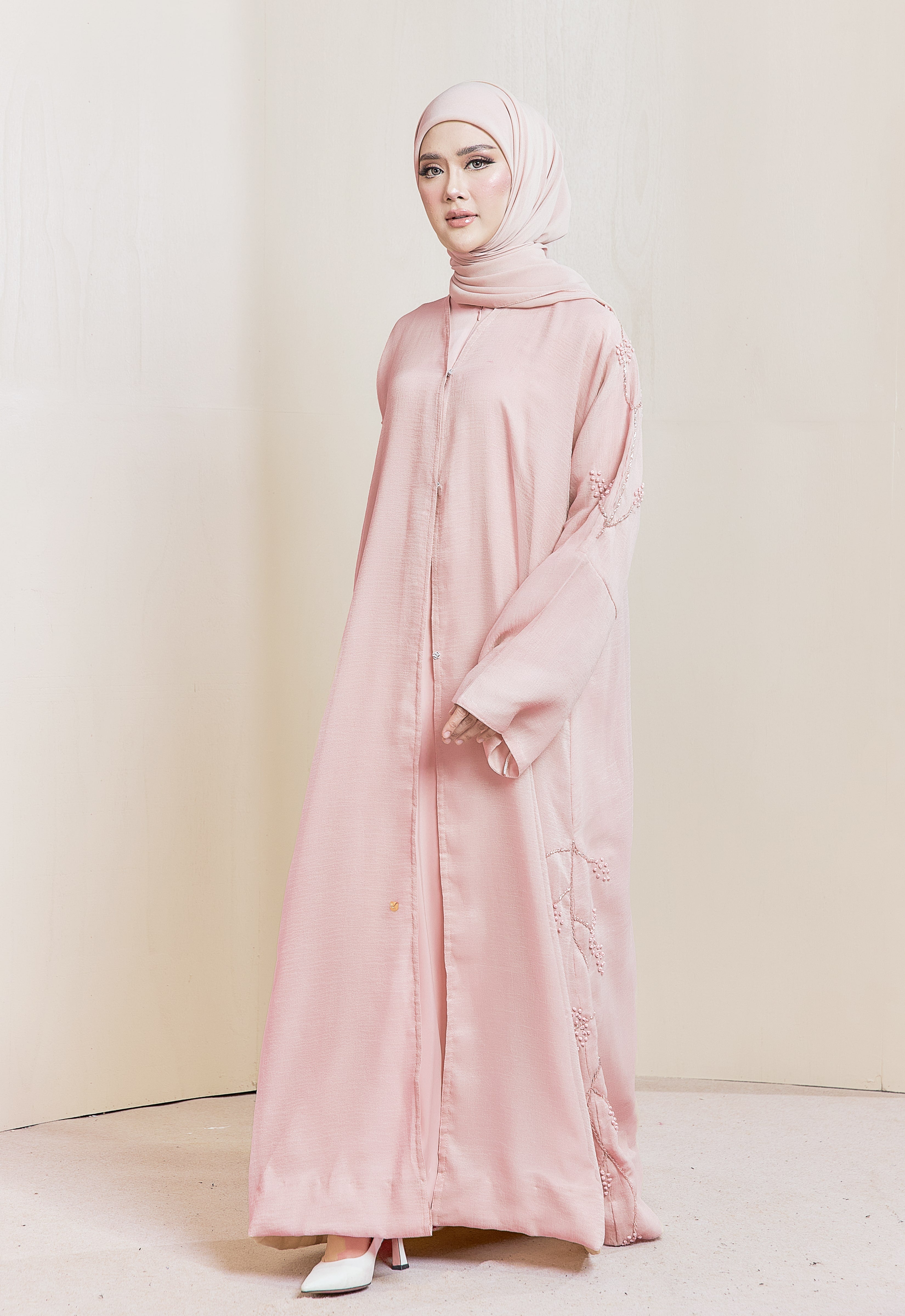 KHALEEDAH LUXE ABAYA - DUSTY PINK