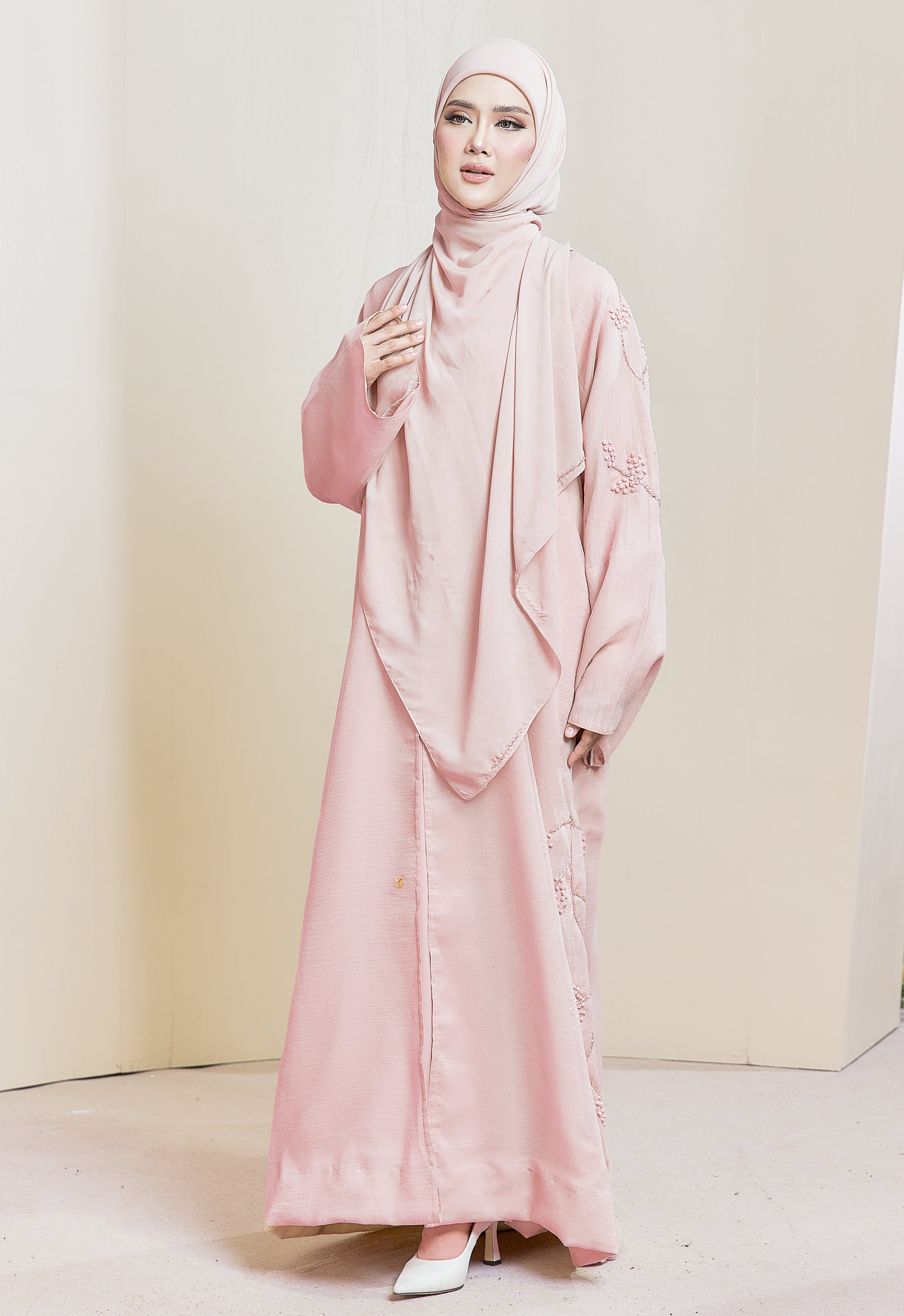 KHALEEDAH LUXE ABAYA - DUSTY PINK