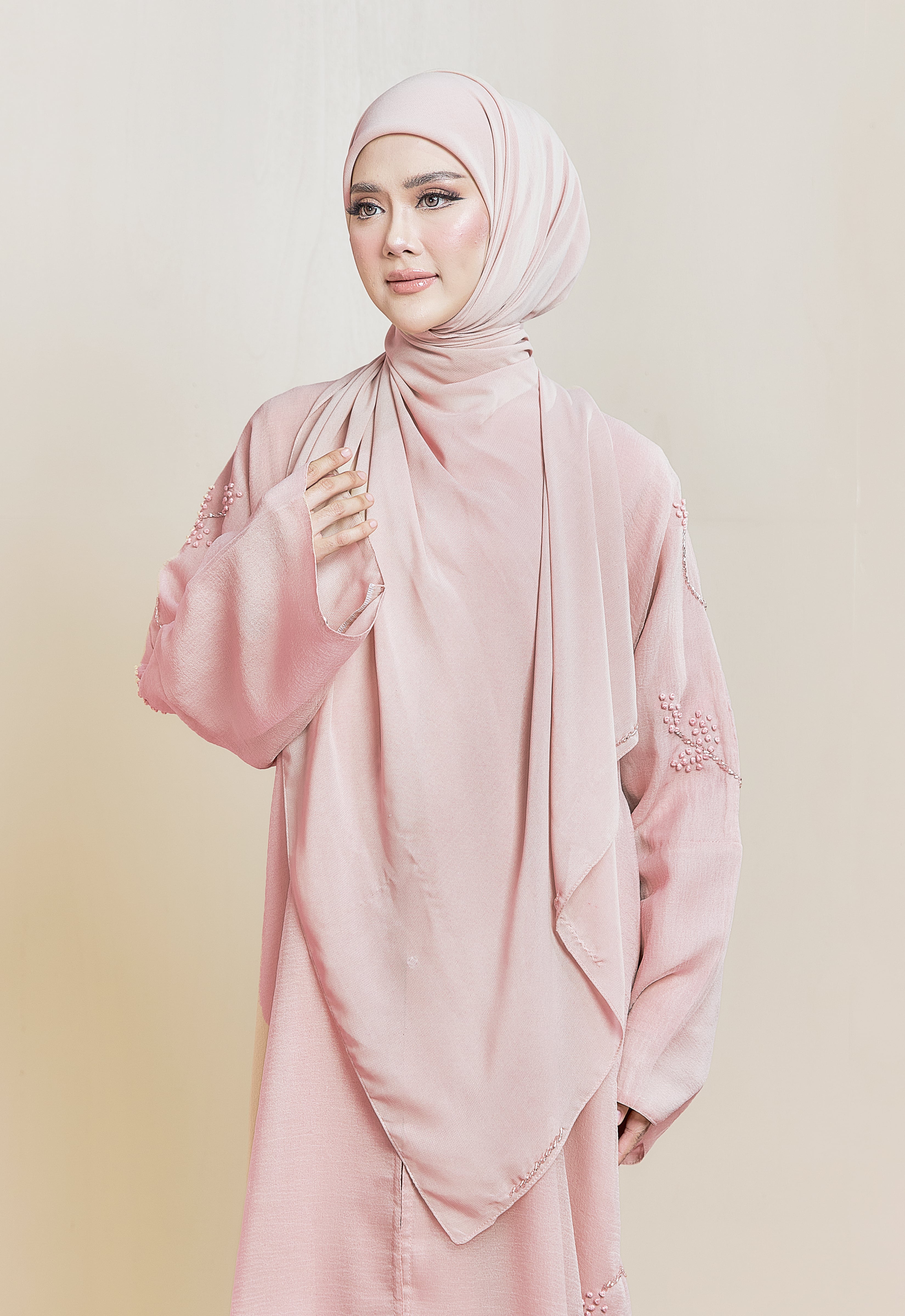 KHALEEDAH LUXE ABAYA - DUSTY PINK