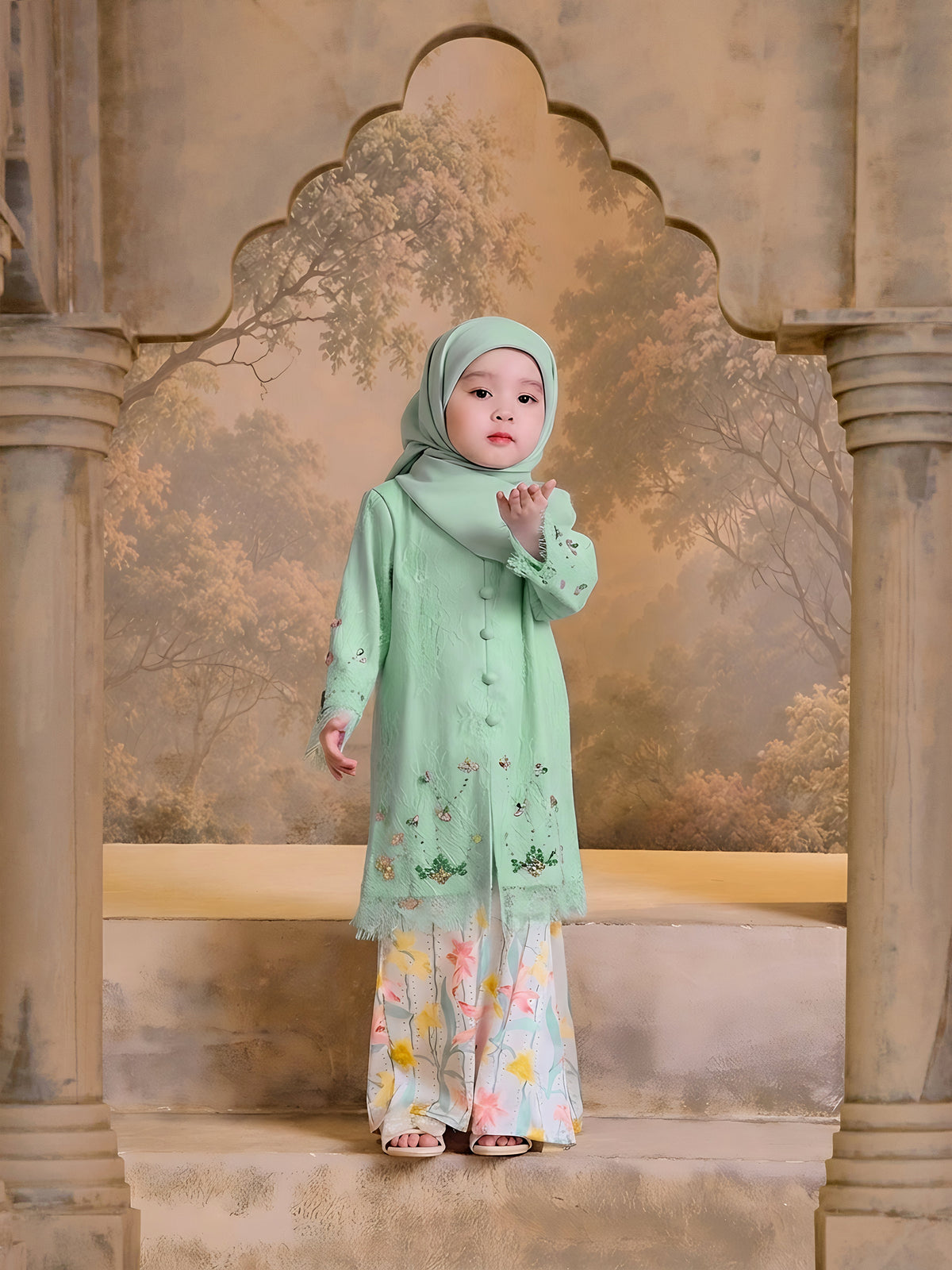 WIRDA SERIES | WIRDA LACEY KEBAYA KIDS - GREEN