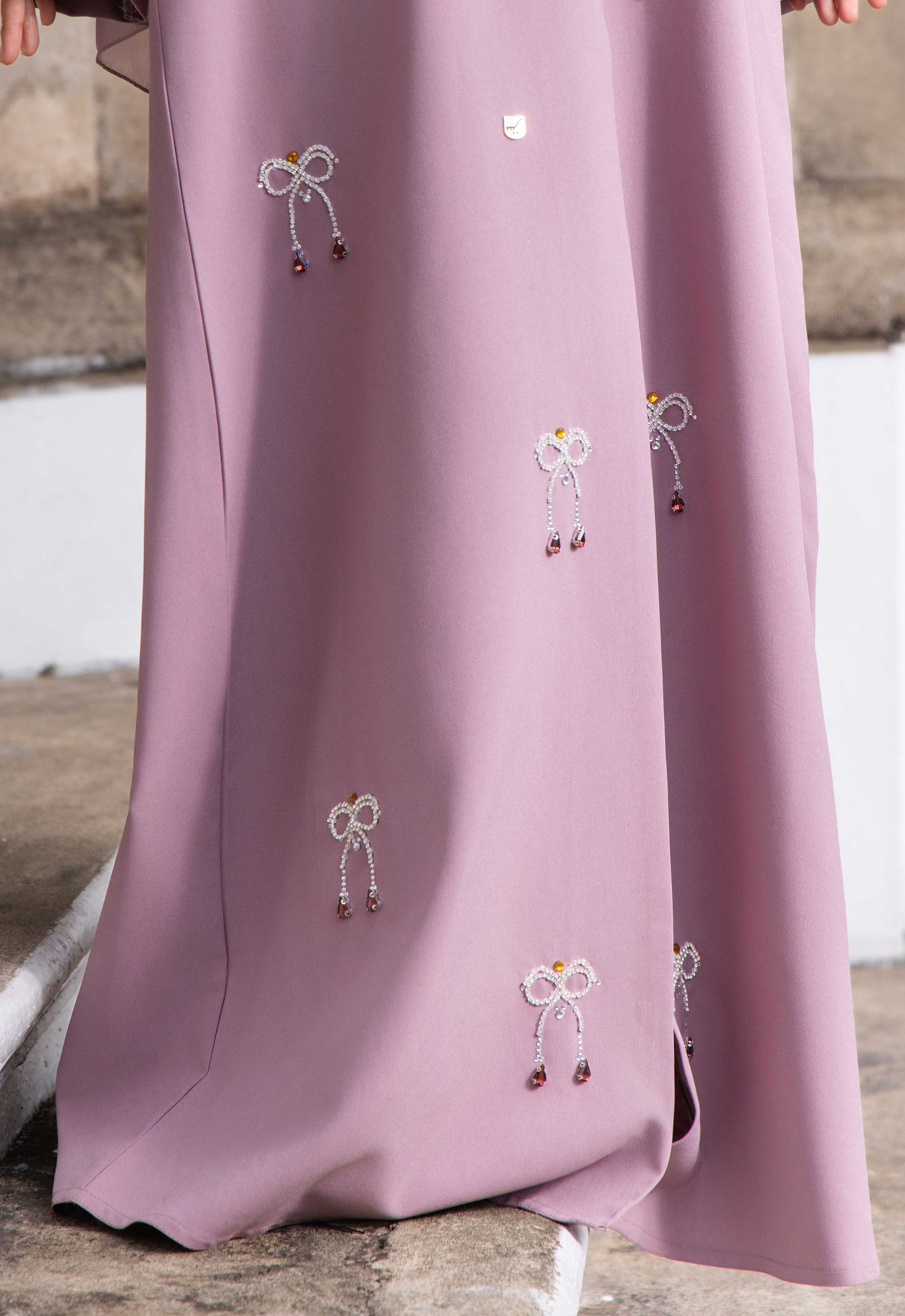 WAFA LUXE RIBBON ABAYA 2.0 - DUSTY PURPLE