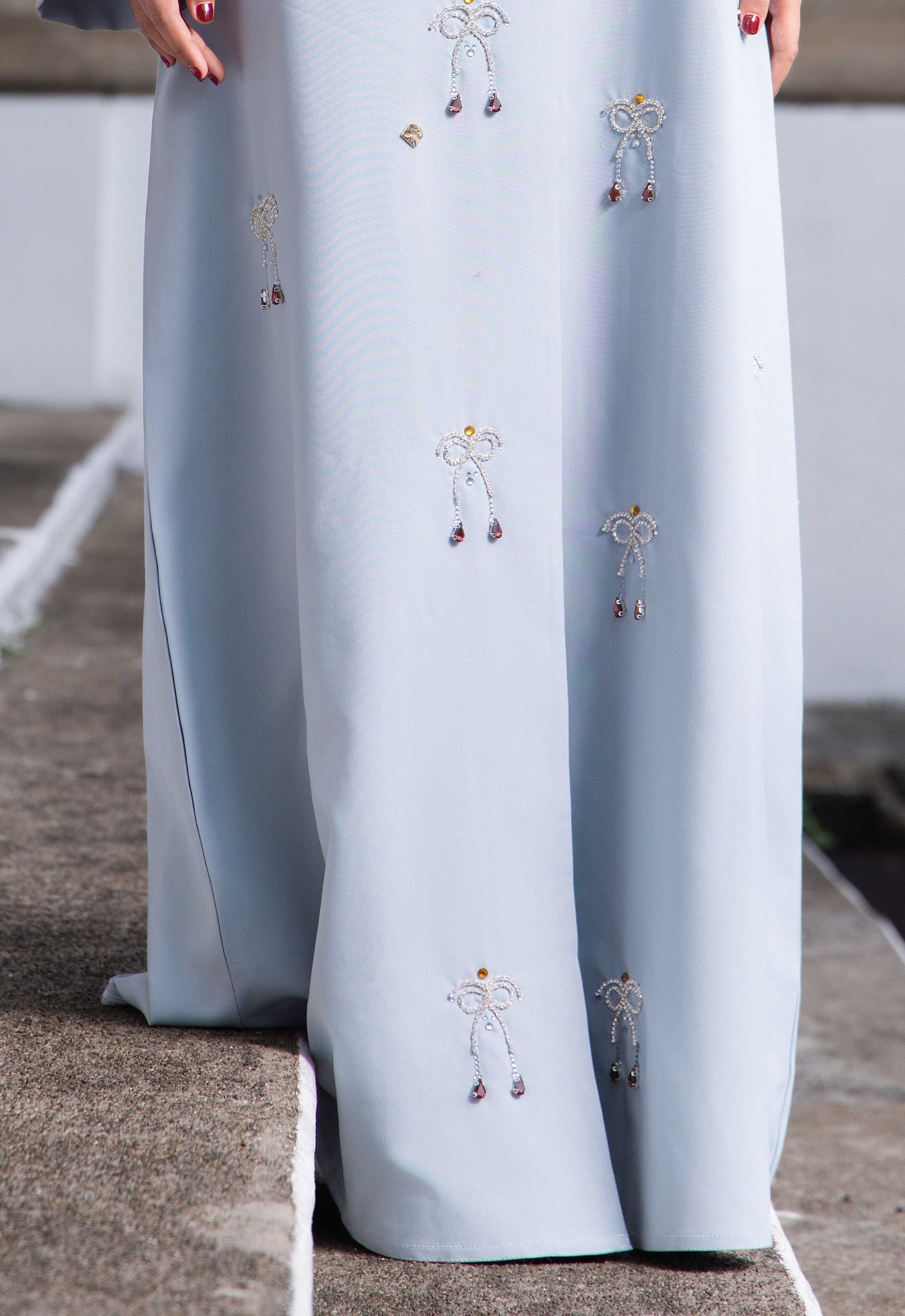 WAFA LUXE RIBBON ABAYA 2.0 - MINT GREEN