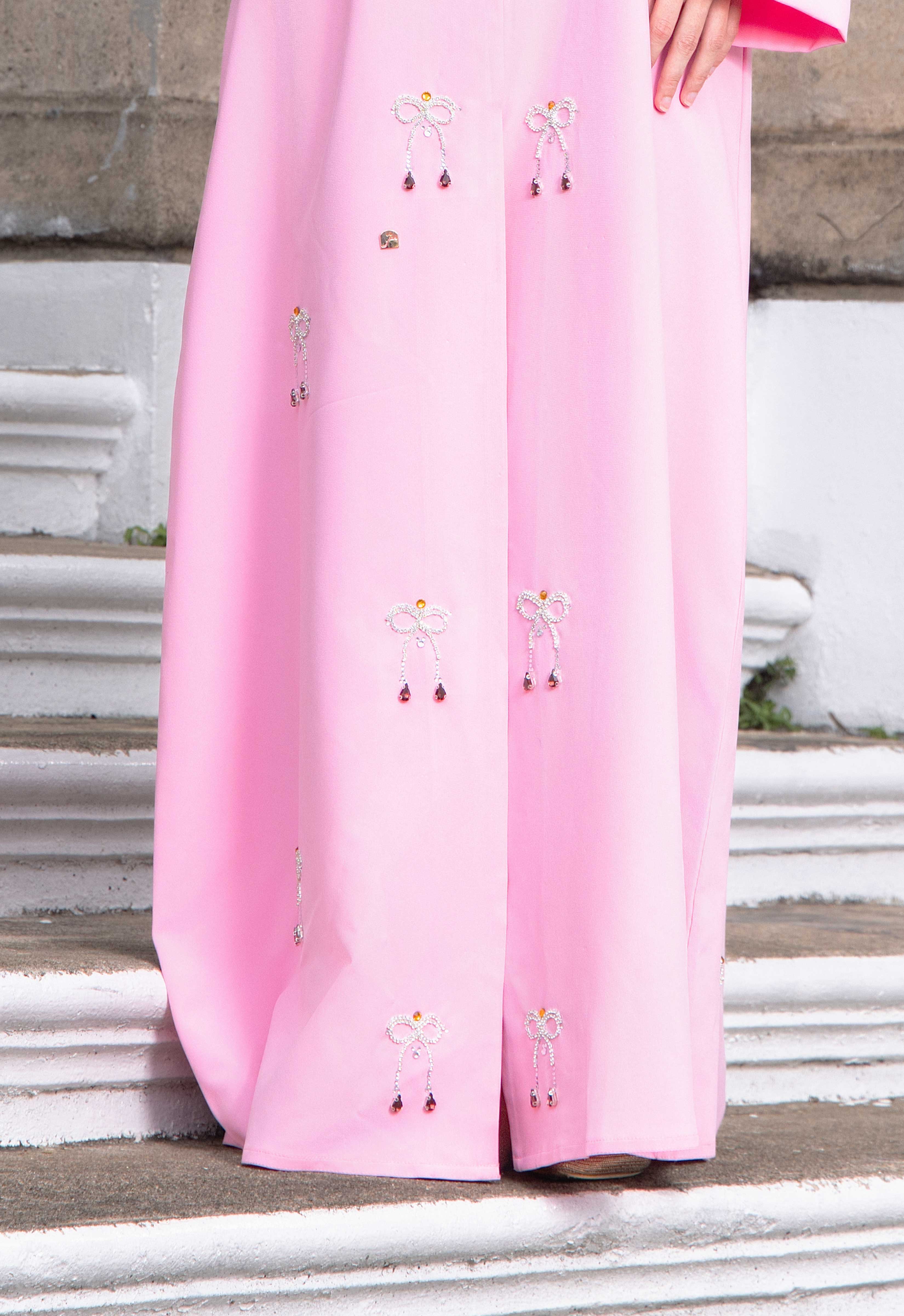 WAFA LUXE RIBBON ABAYA 2.0 - PINK