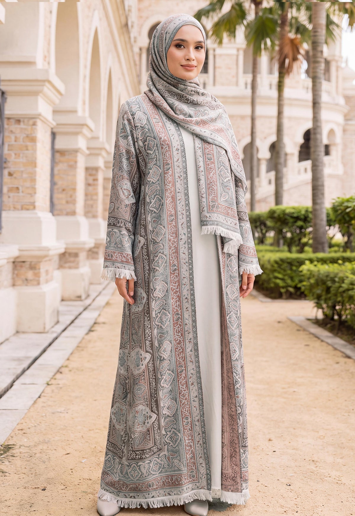 MINAZ JALABIYA | PASHMINA ABAYA - BRICK ORANGE