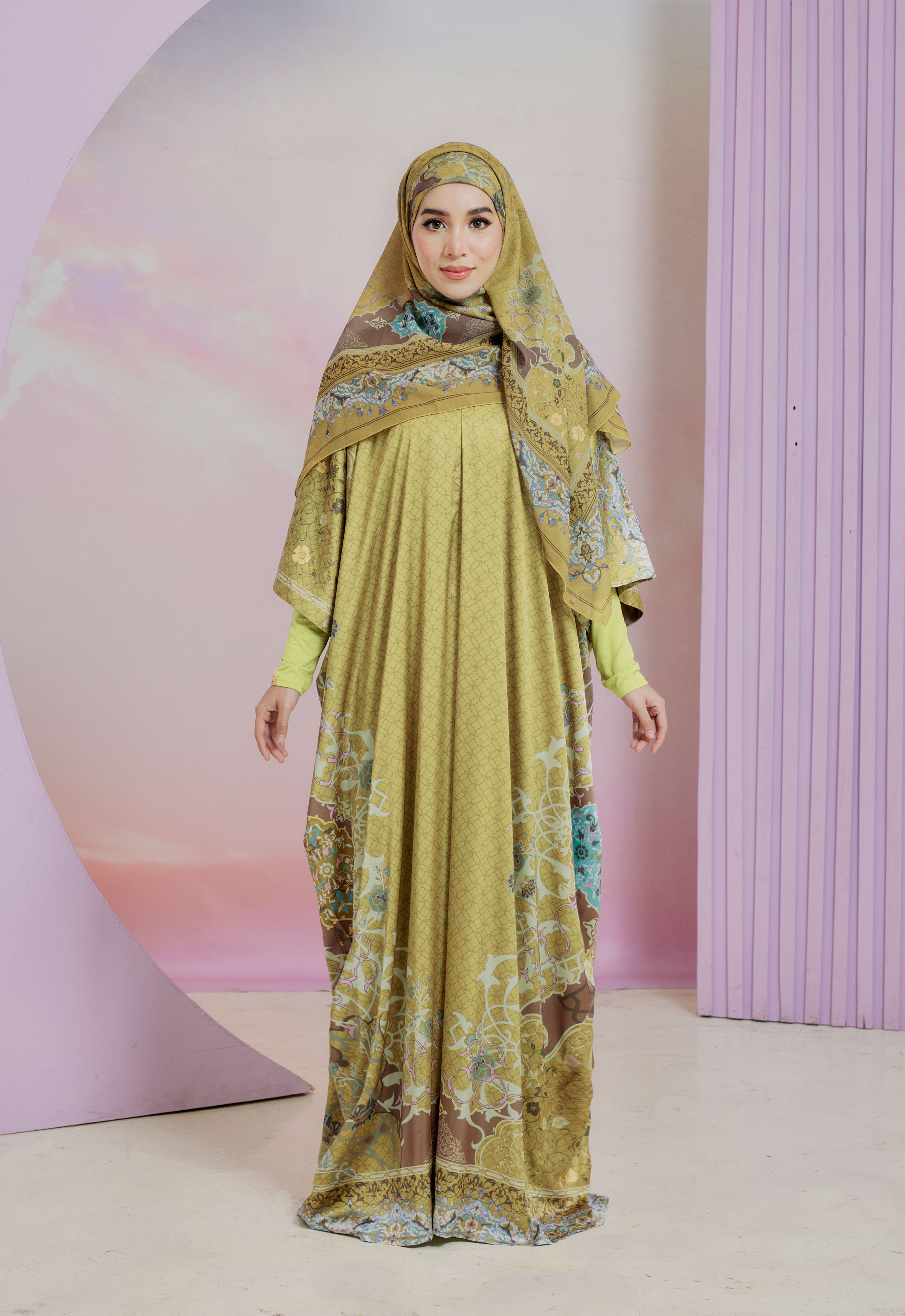 HARAMAIN ABAYA - OLIVE YELLOW