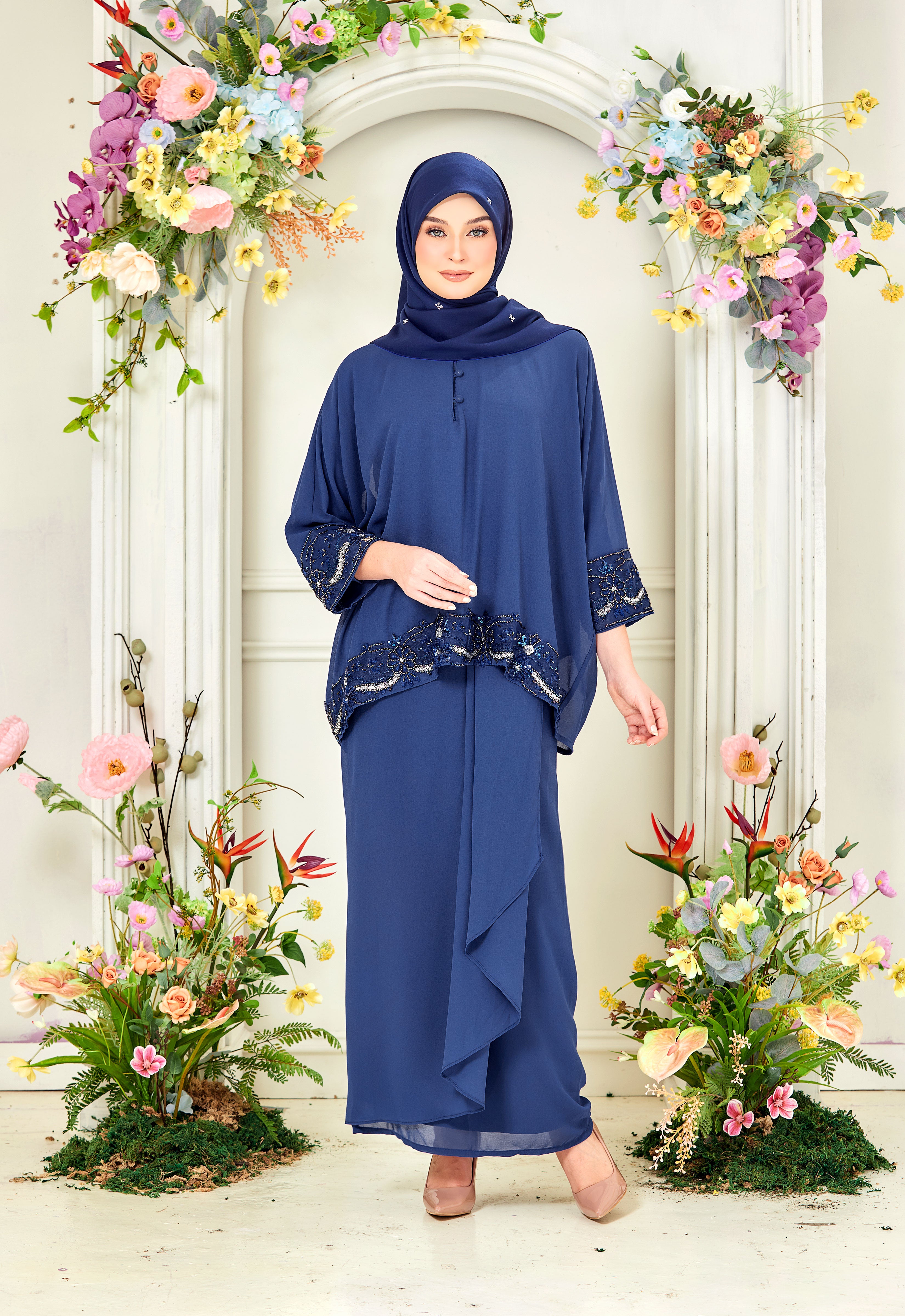 Royal blue discount baju kurung 2018