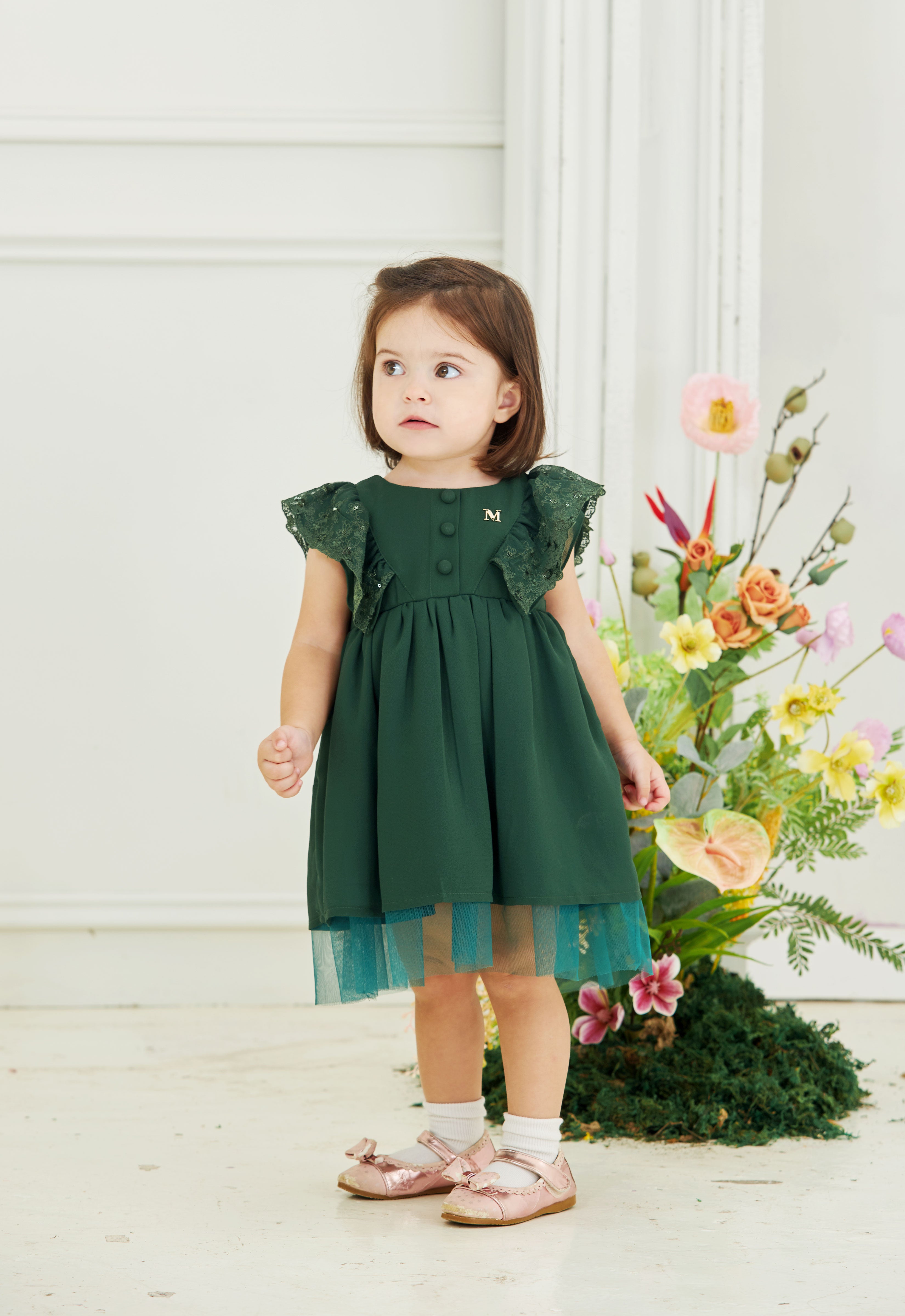 RANIA BABY DRESS - FORMAL GREEN