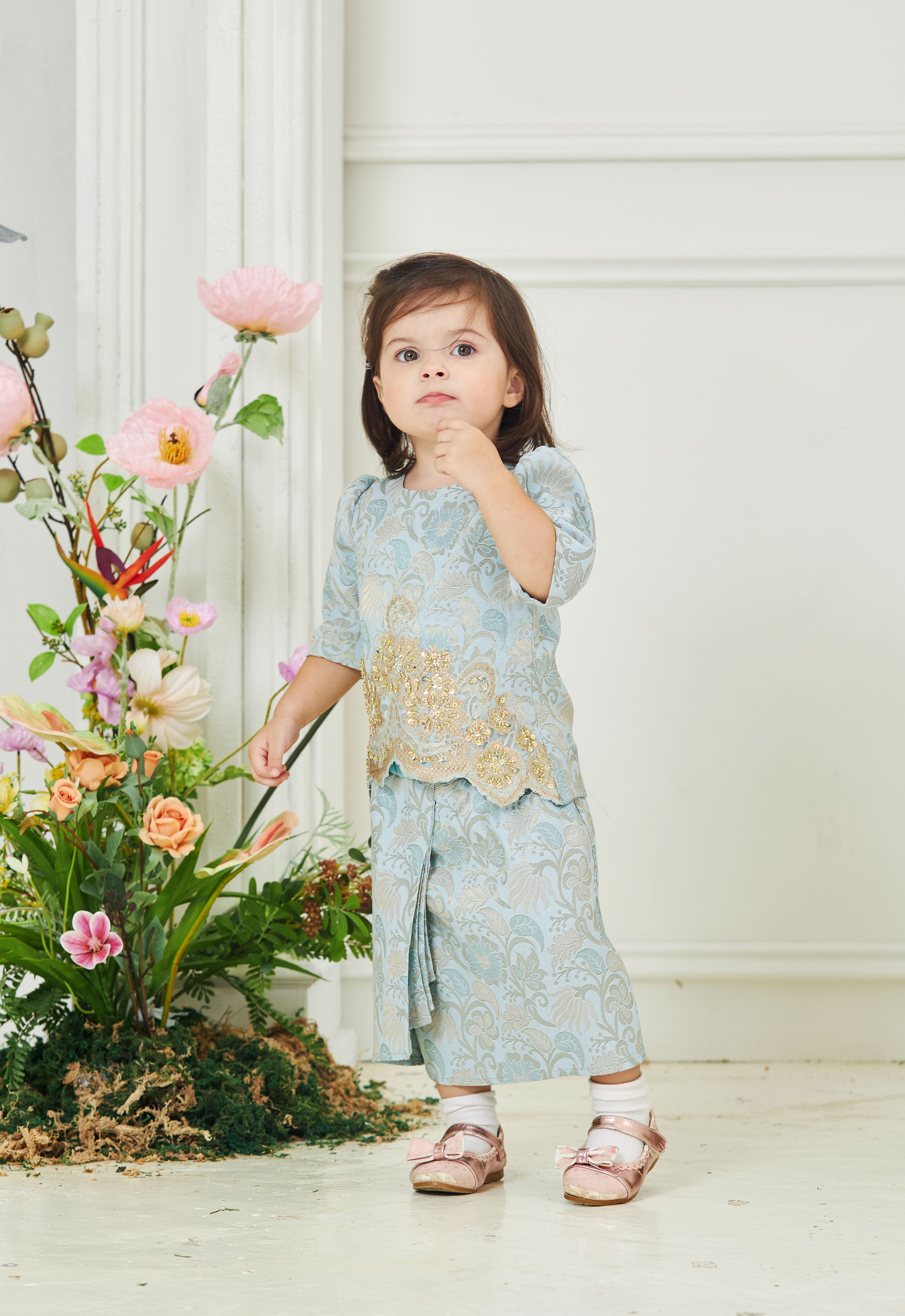 CHE AMINAH LUXE BABY MINI KURUNG - FROZEN BLUE