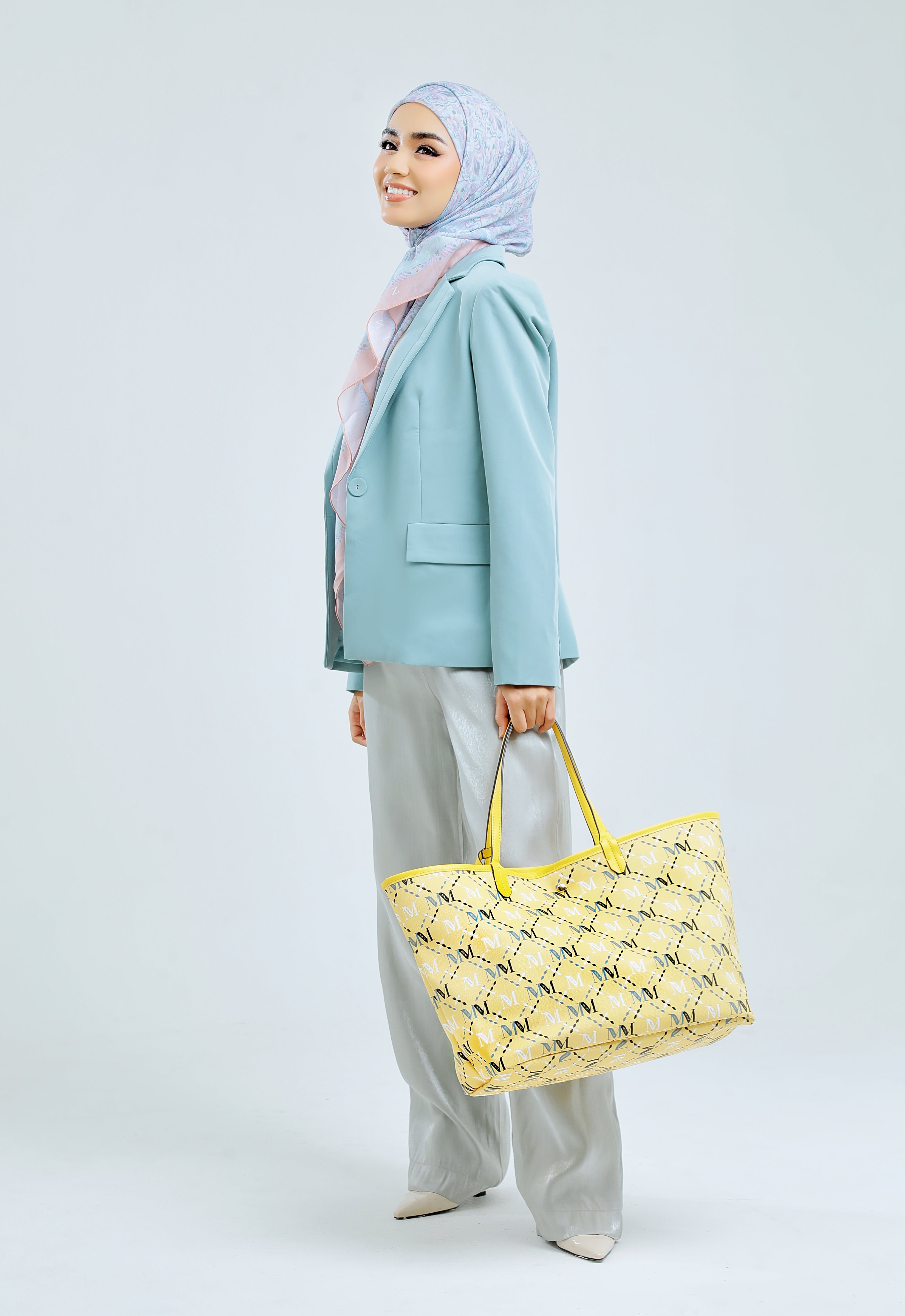 ARYA MONOGRAM TOTE BAG -  YELLOW