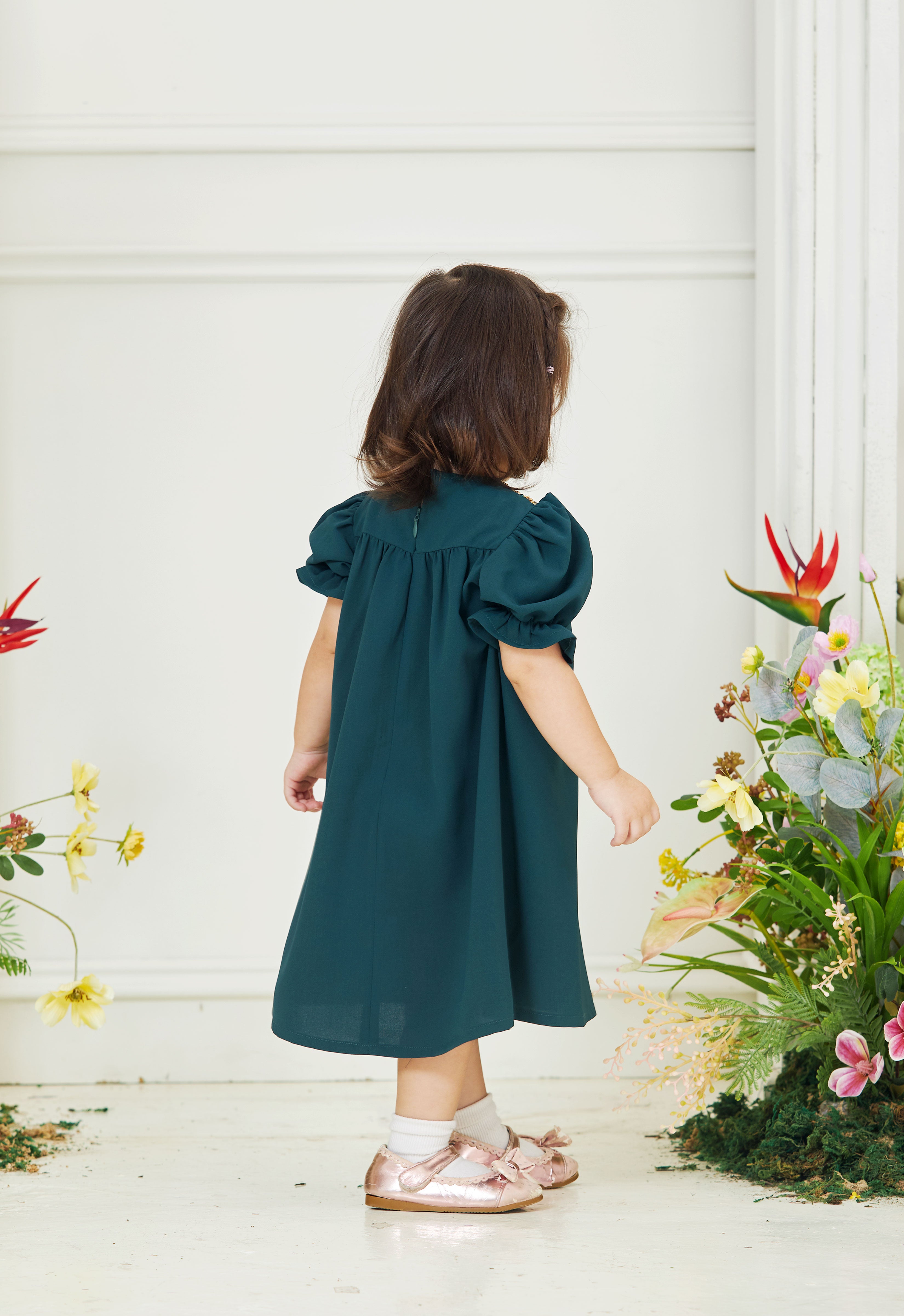 HUMAYRA BABY DRESS - EMERALD GREEN