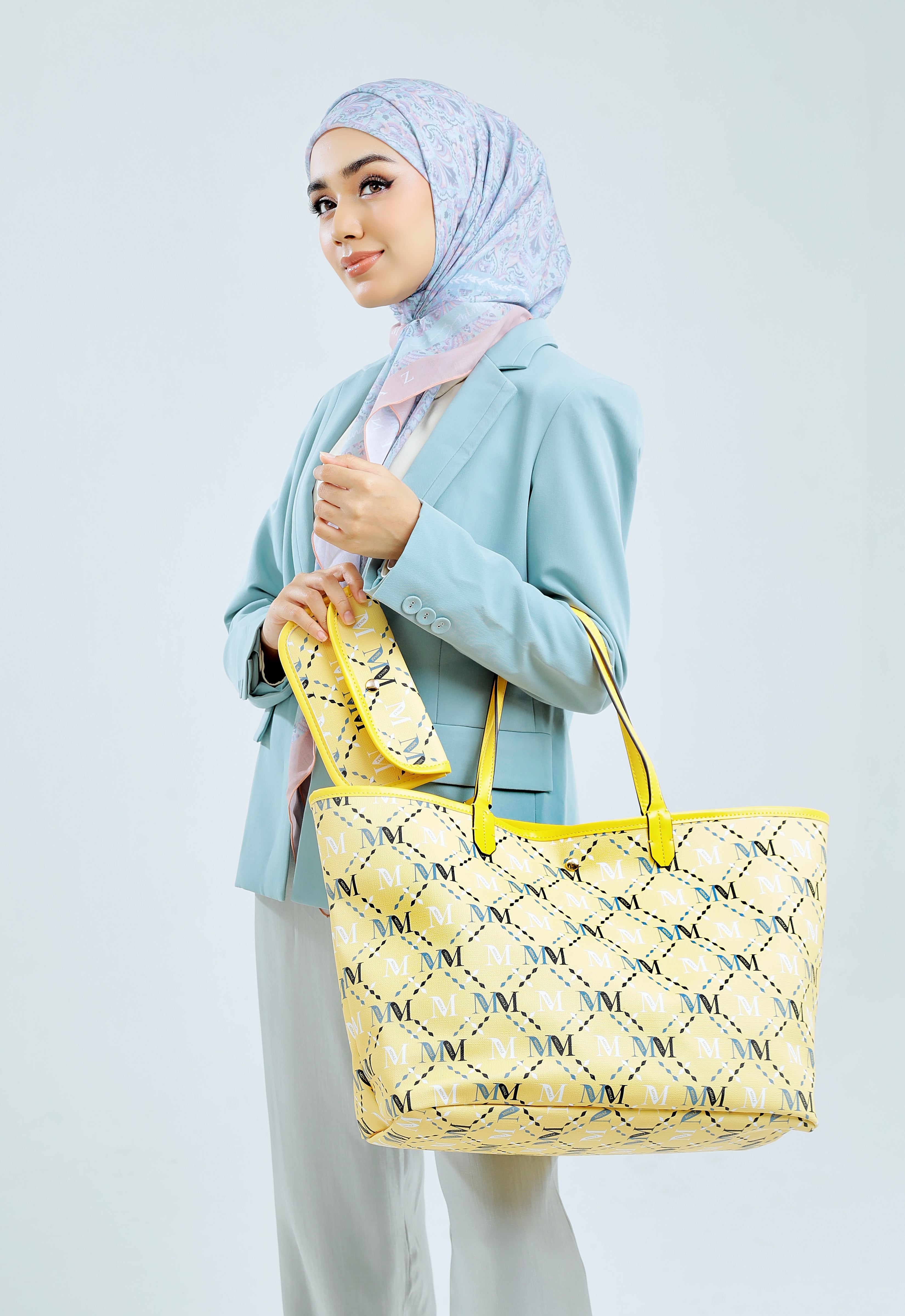 ARYA MONOGRAM TOTE BAG -  YELLOW