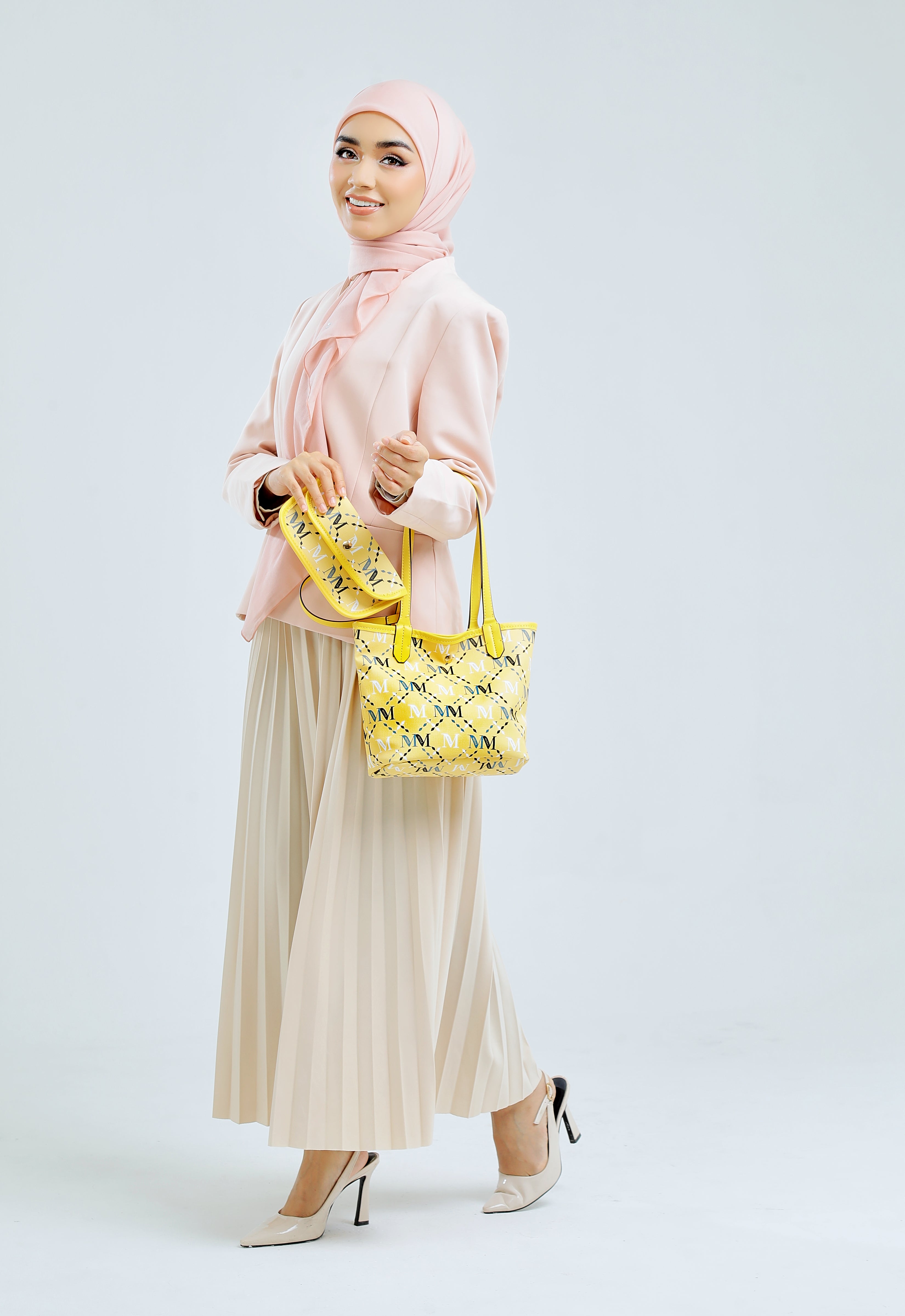 ARYA MONOGRAM TOTE BAG -  YELLOW