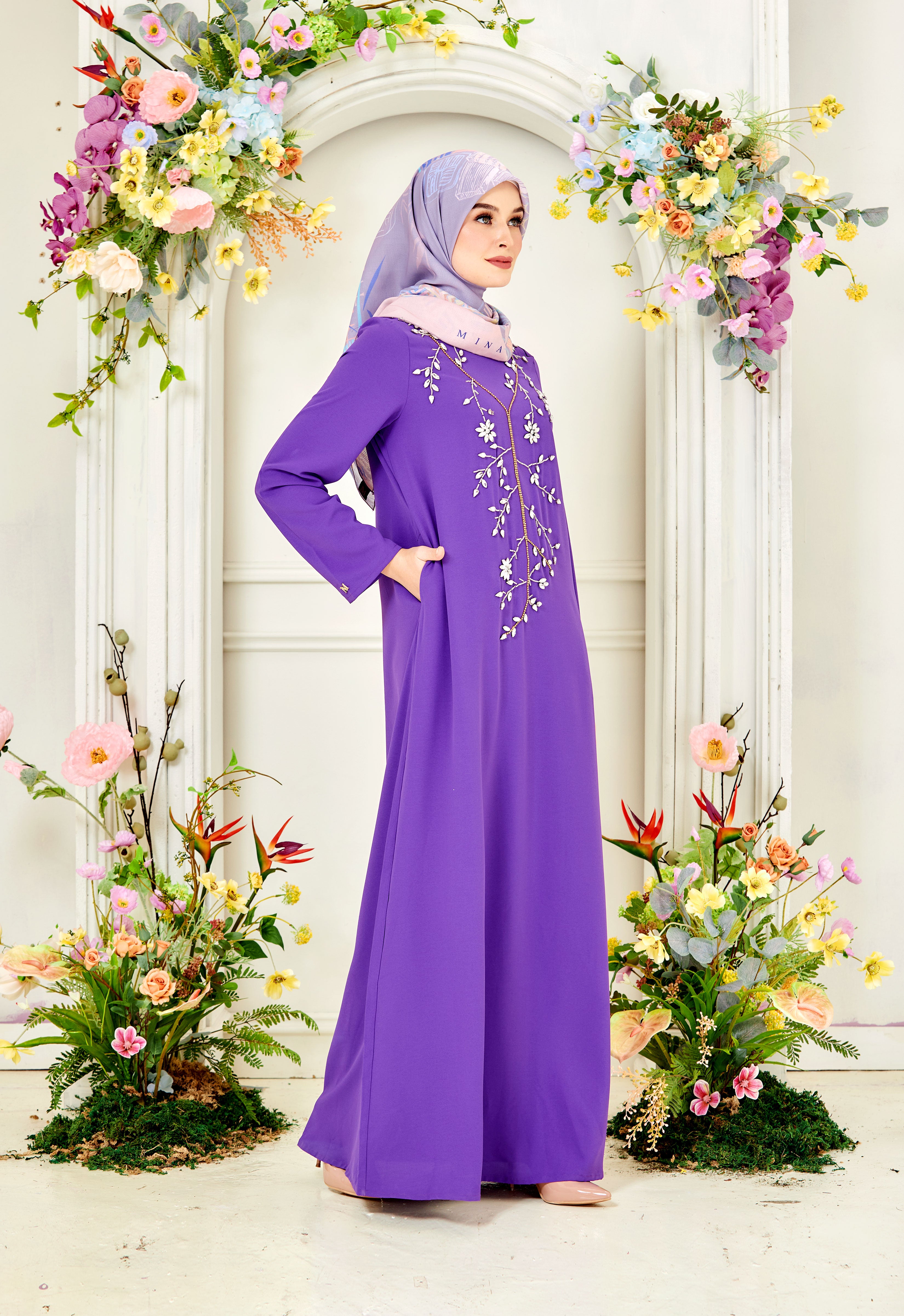 Purple clearance colour abaya