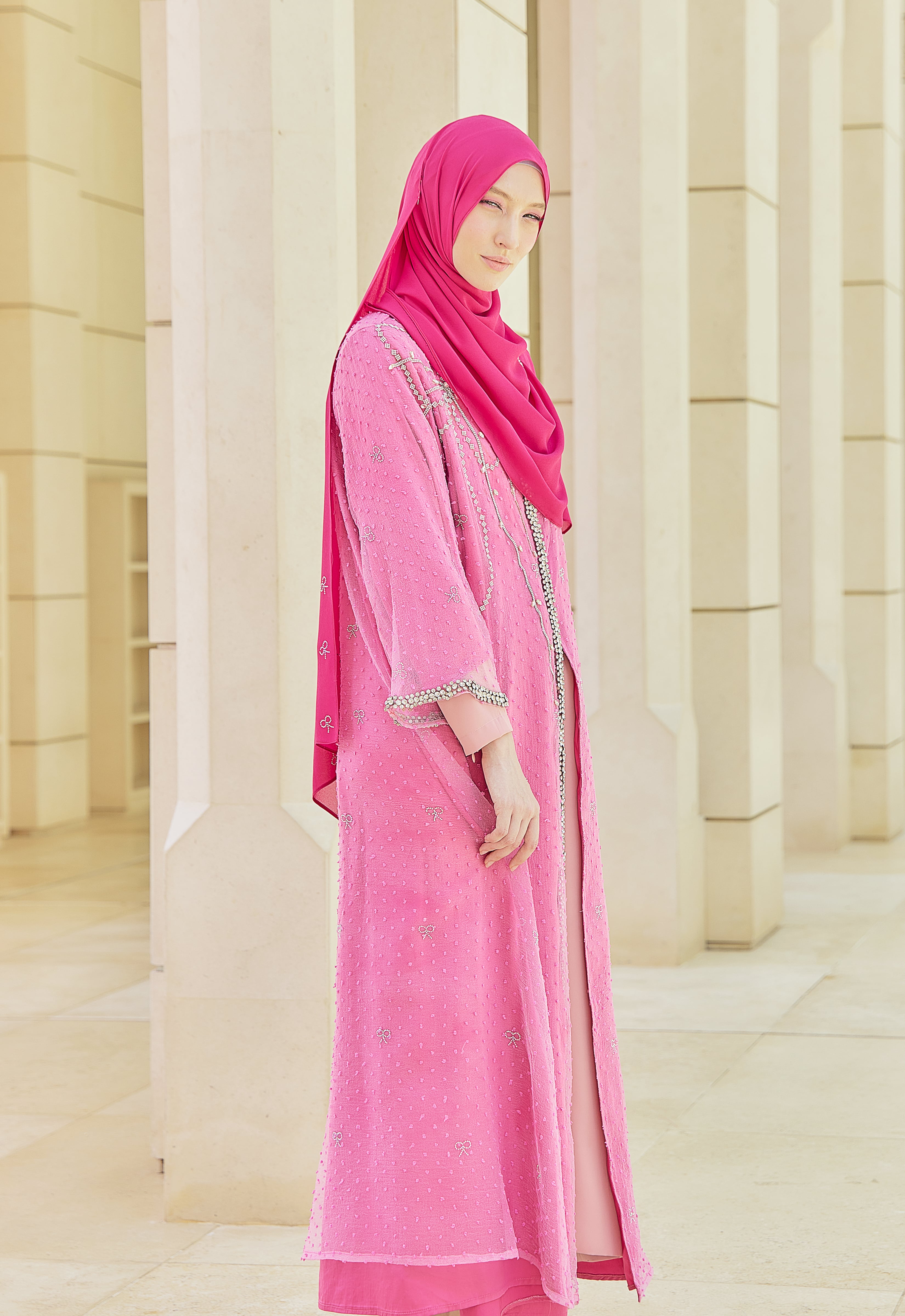 HILYA PREMIUM ABAYA - PINK