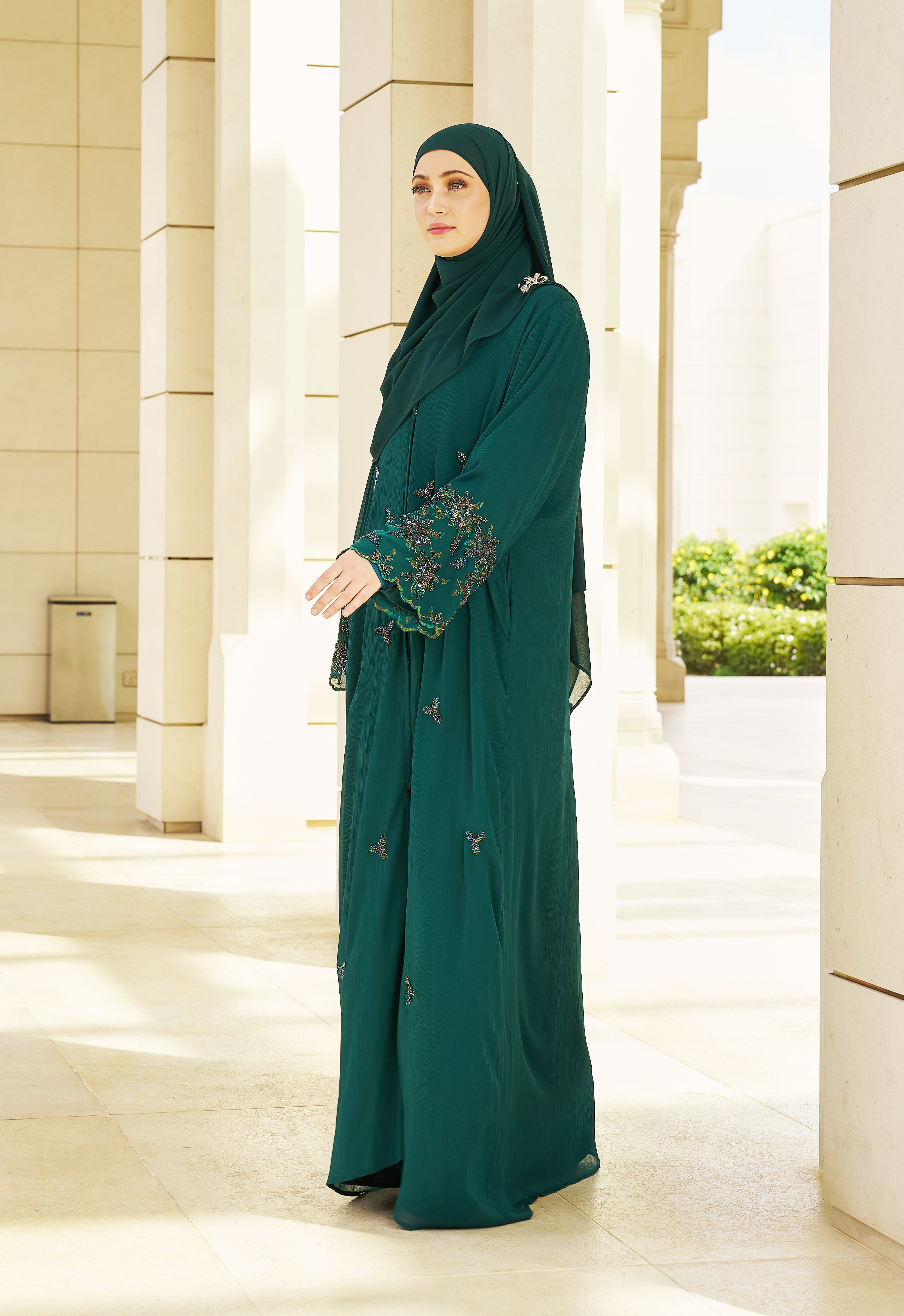 MANOHARA PREMIUM ABAYA - EMERALD GREEN