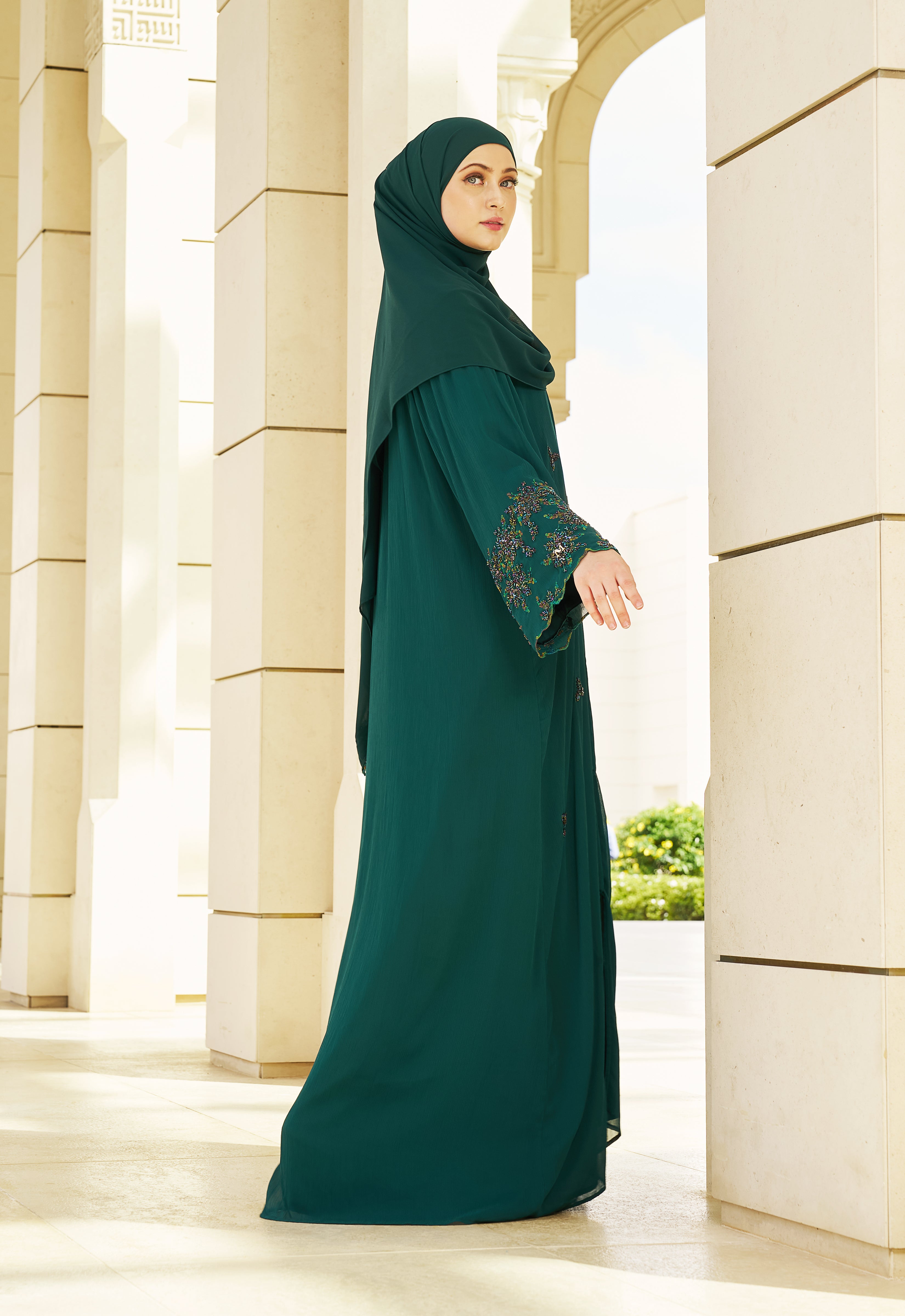 MANOHARA PREMIUM ABAYA - EMERALD GREEN