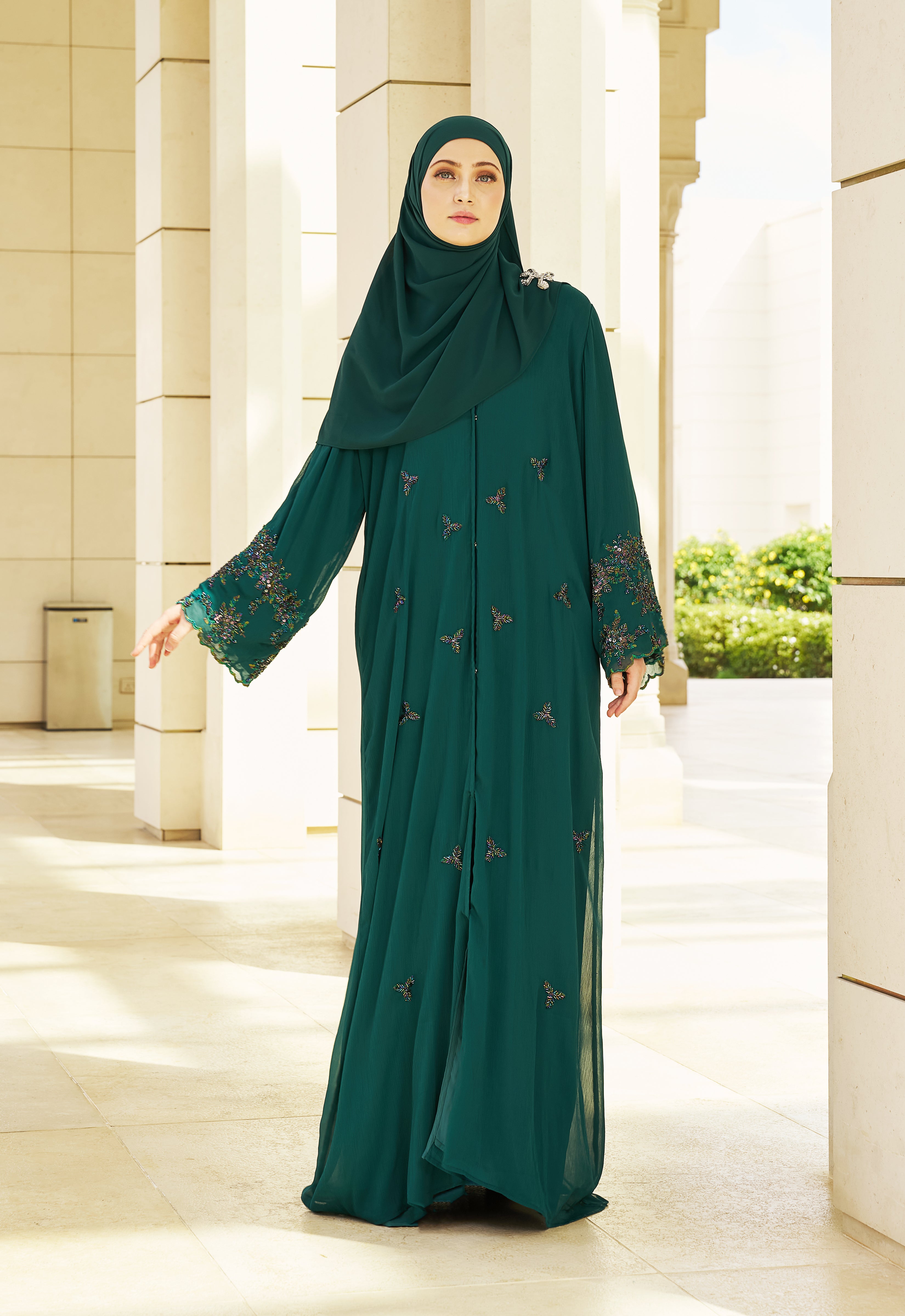 MANOHARA PREMIUM ABAYA - EMERALD GREEN